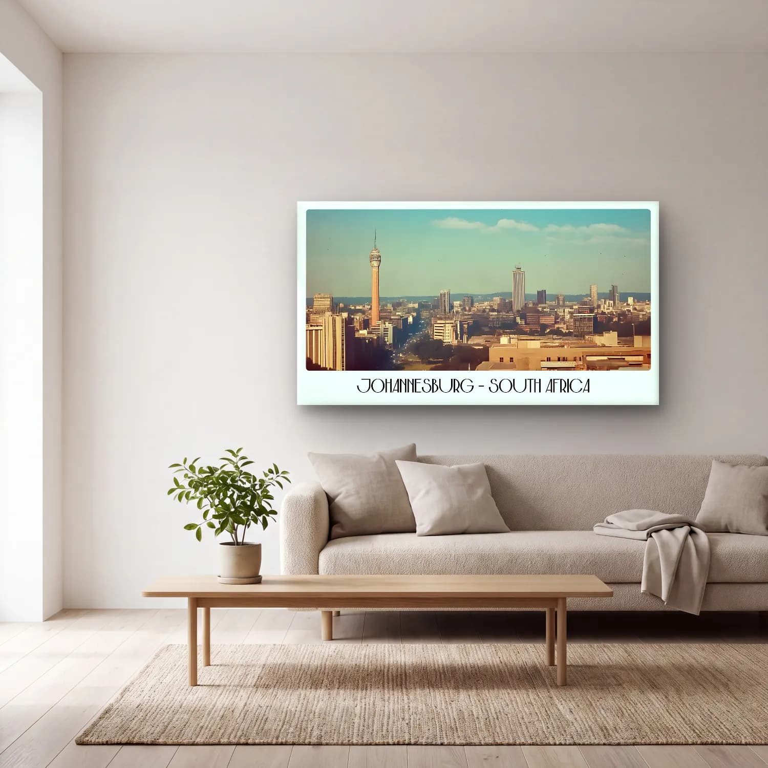 Pastel New York Silüeti – Pastel Tonlar cam tablo — açık renk salonda