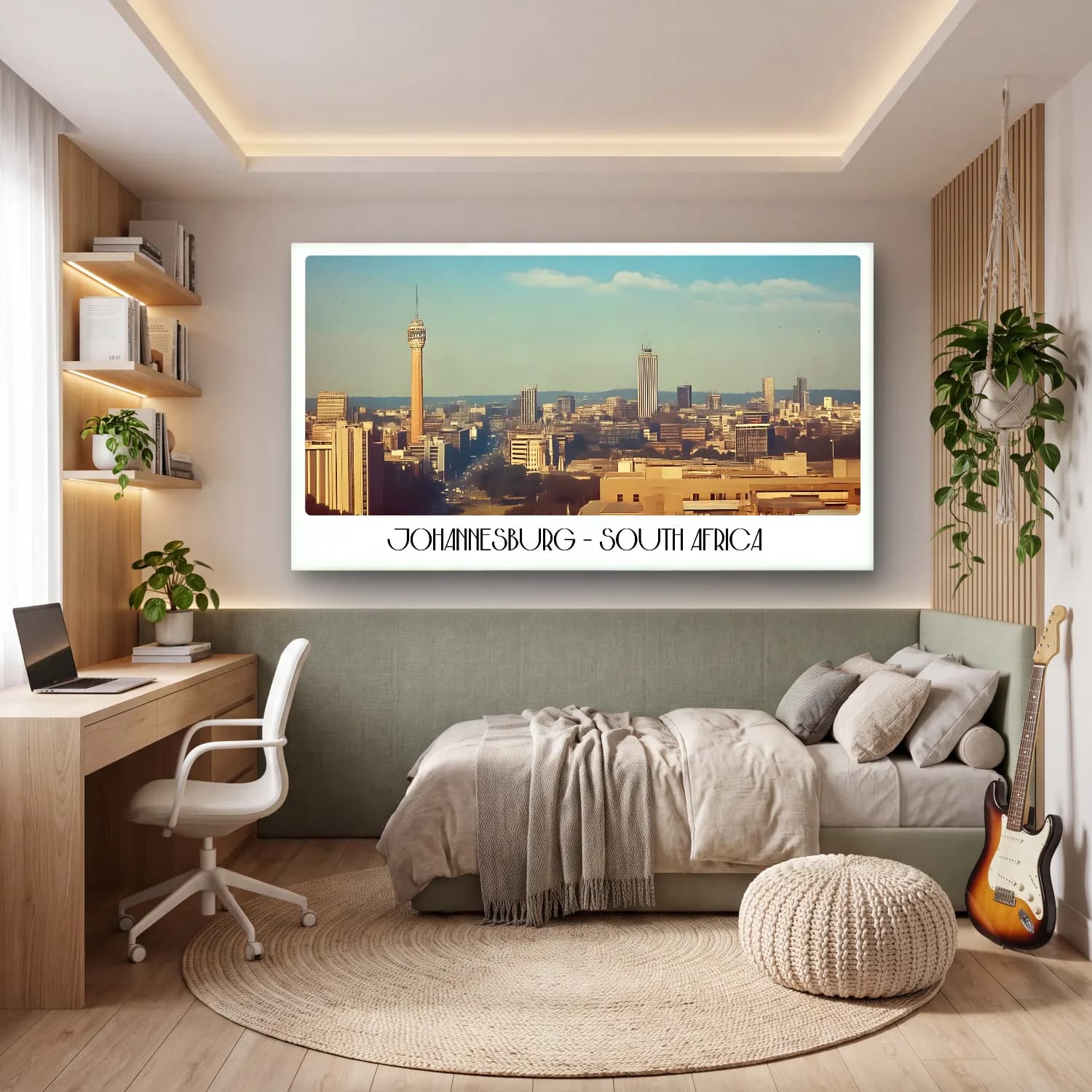 Pastel New York Silüeti – Pastel Tonlar cam tablo — genç odasında