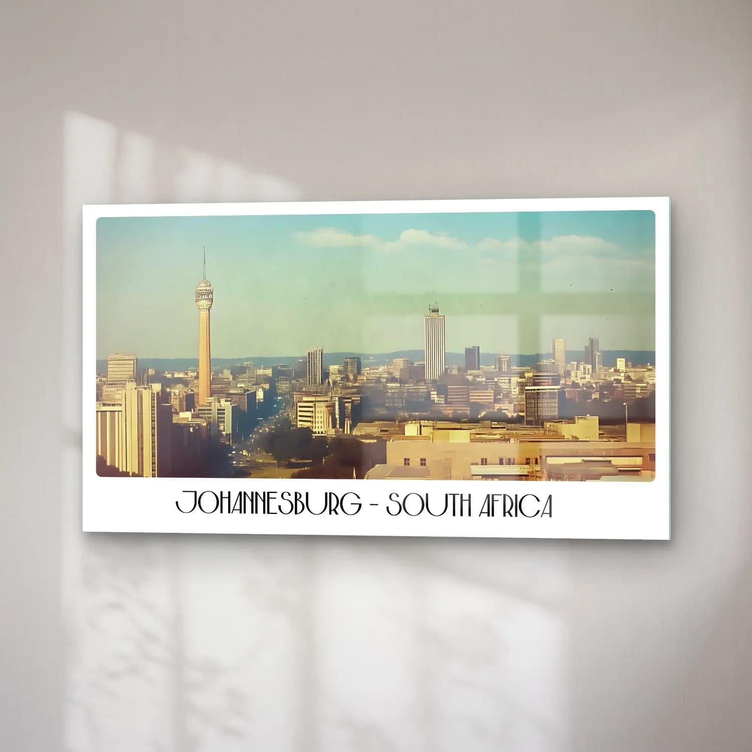 Pastel New York Silüeti – Pastel Tonlar cam tablo — sağ açıdan görünüm