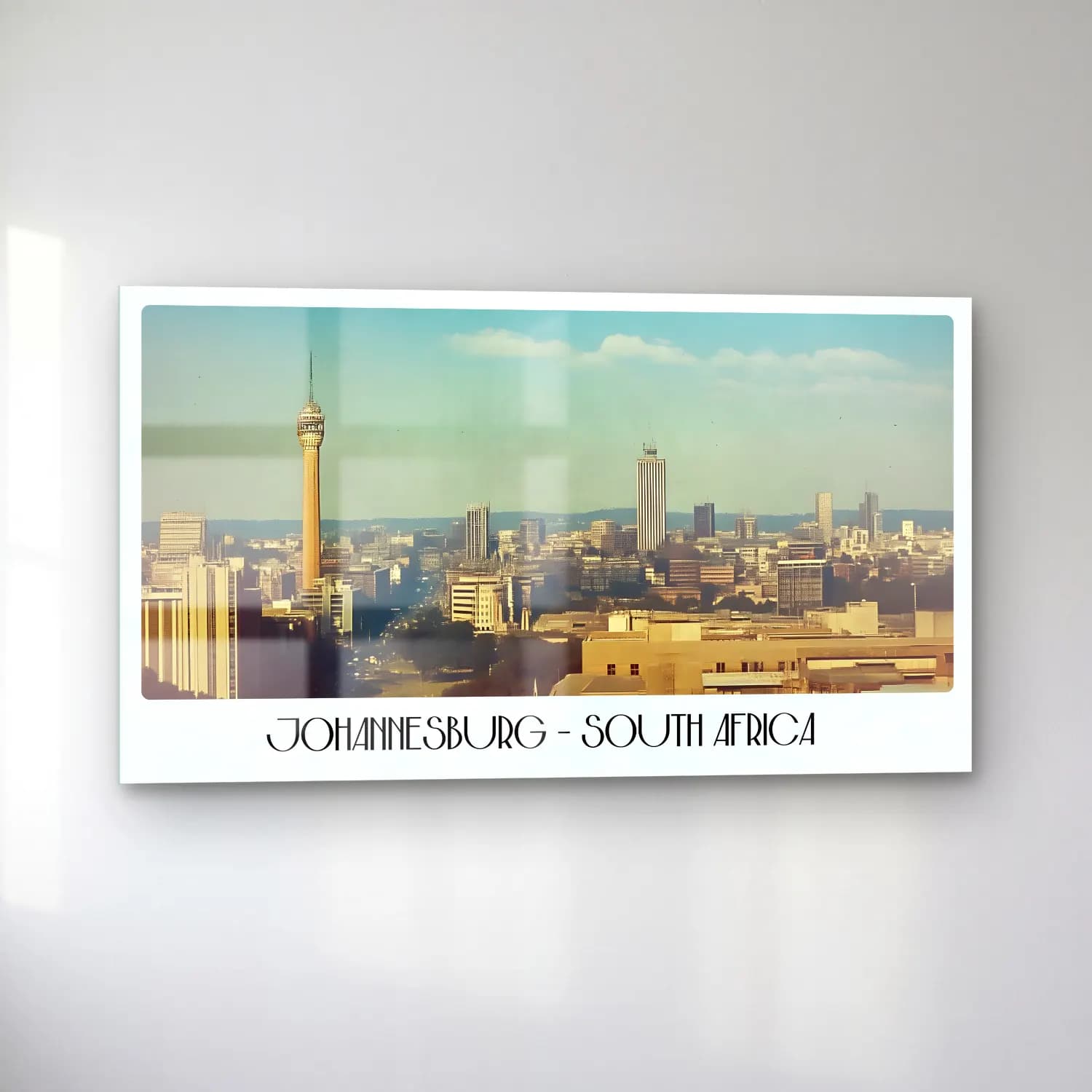 Pastel New York Silüeti – Pastel Tonlar cam tablo — sol açıdan görünüm