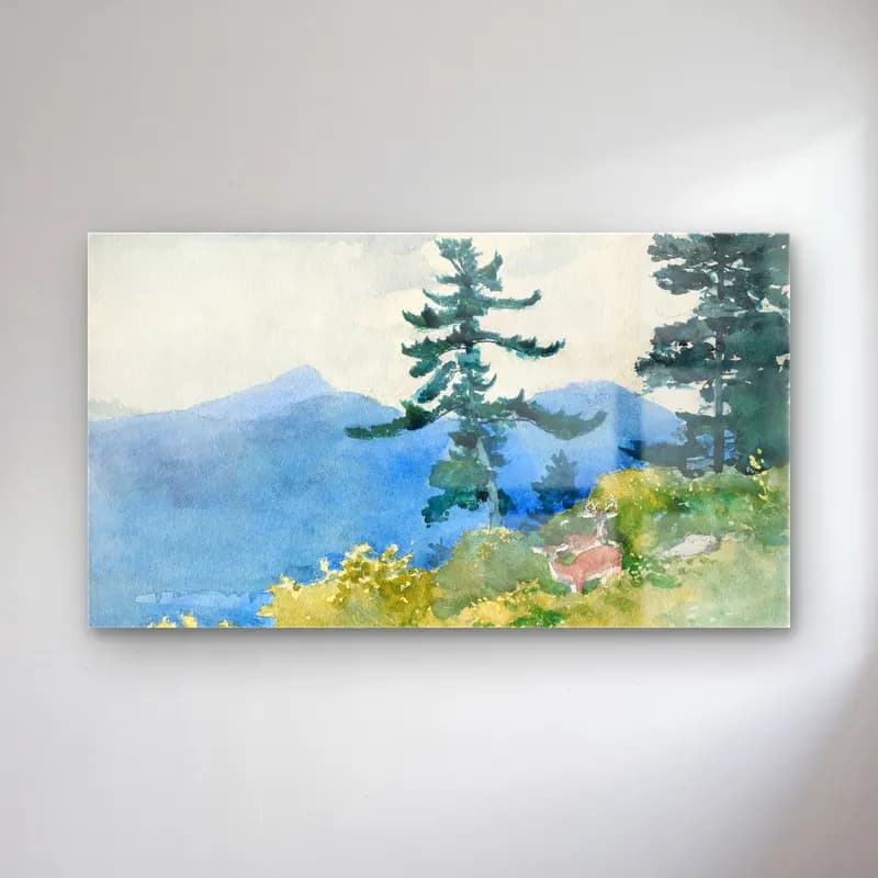 Winslow Homer – The North Woods cam tablo — Winslow Homer – The North Woods — suluboya dağ manzarası