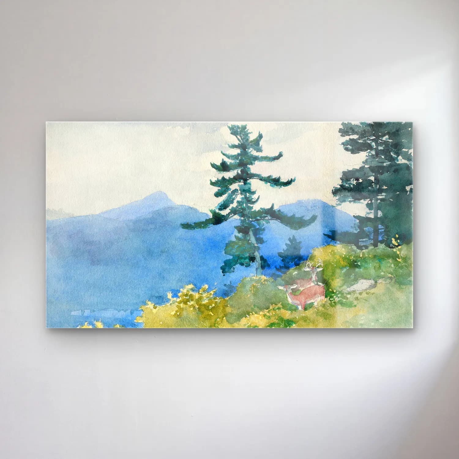Winslow Homer – The North Woods cam tablo — Winslow Homer – The North Woods — suluboya dağ manzarası