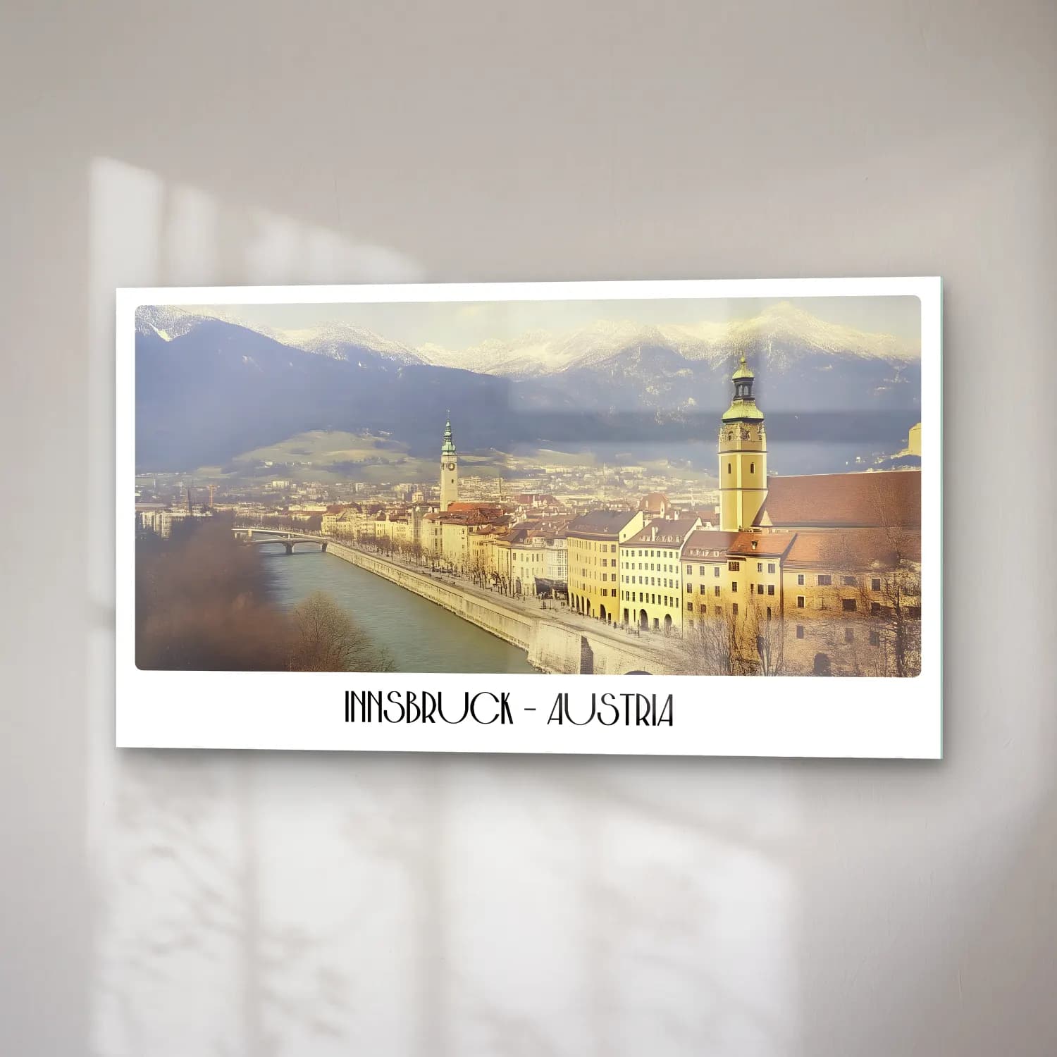 Pastel Dağ Manzarası No. 7 cam tablo — sağ açıdan görünüm