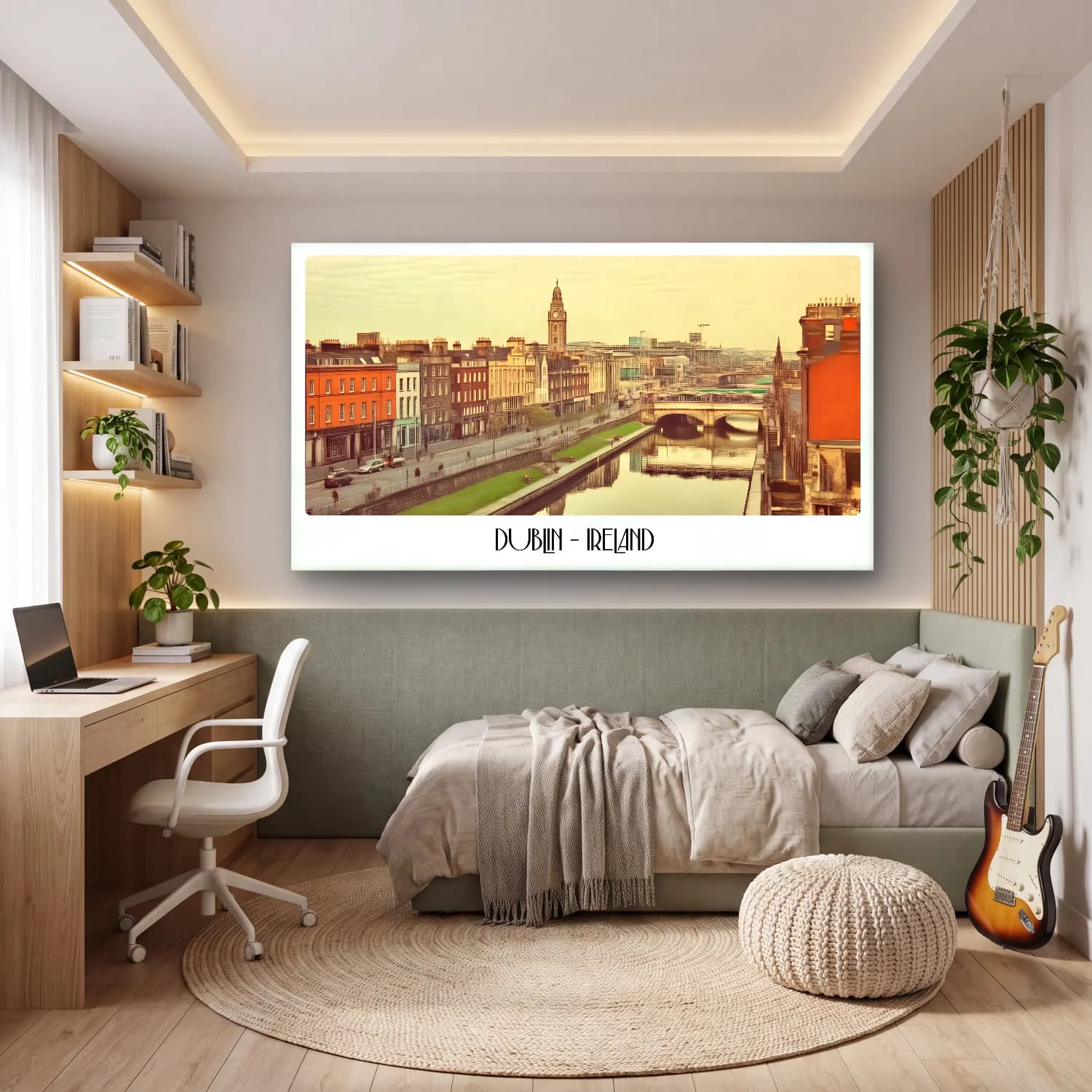 Pastel Köprü – Bej Tonlar cam tablo — genç odasında