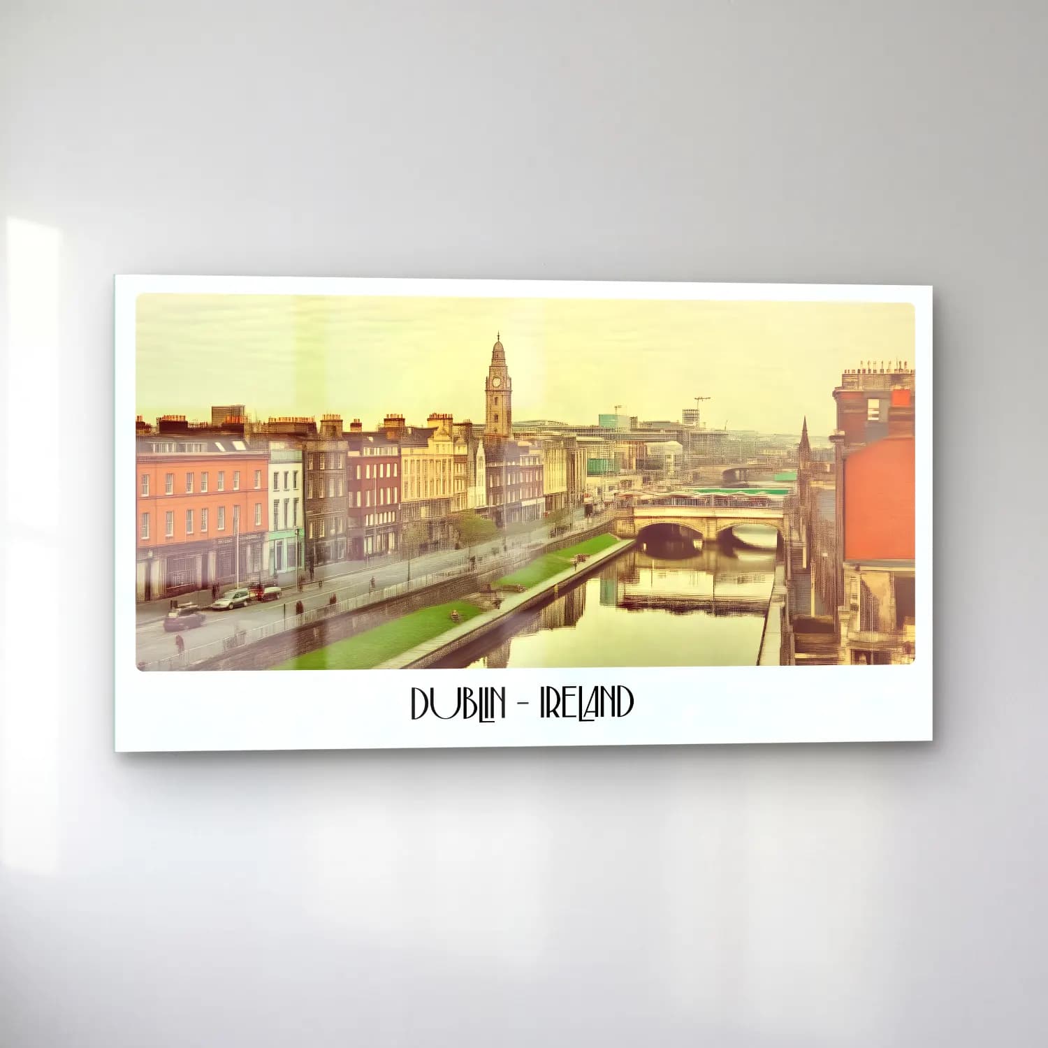 Pastel Köprü – Bej Tonlar cam tablo — sol açıdan görünüm