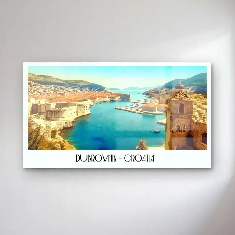 Vintage Poster Akdeniz Sahil Kasabası No. 6 cam tablo — Vintage Poster Akdeniz Sahil Kasabası No. 6 — vintage poster akdeniz sahil kasabası