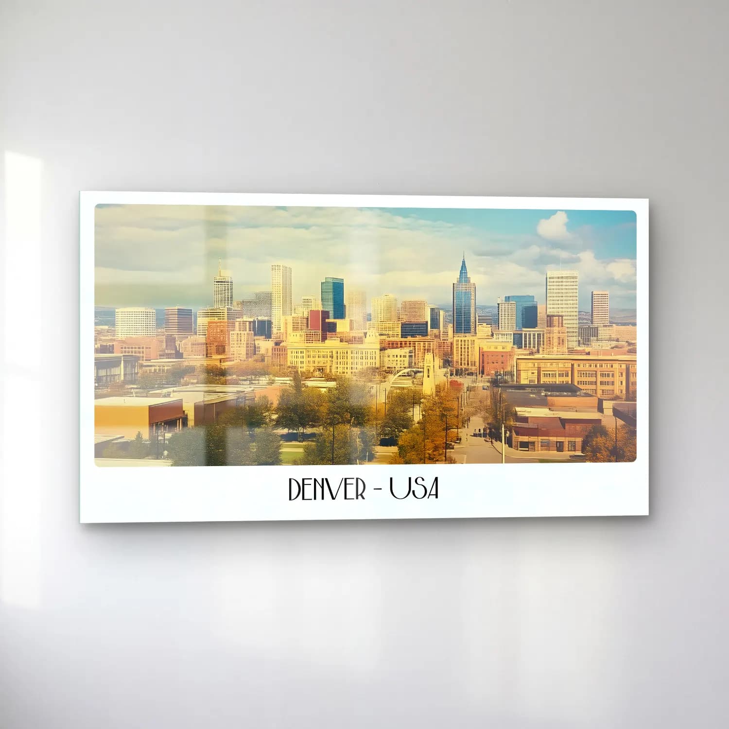 Vintage Poster New York Silüeti No. 4 cam tablo — sol açıdan görünüm