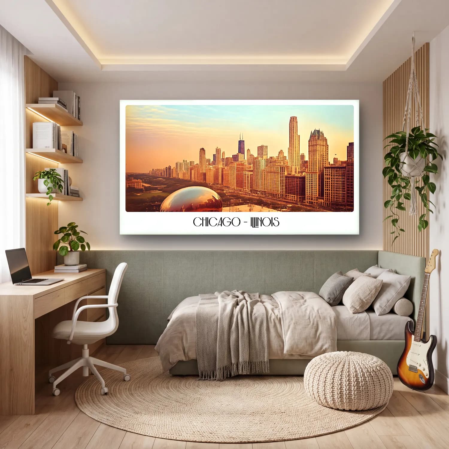 Vintage Poster New York Silüeti No. 5 cam tablo — genç odasında