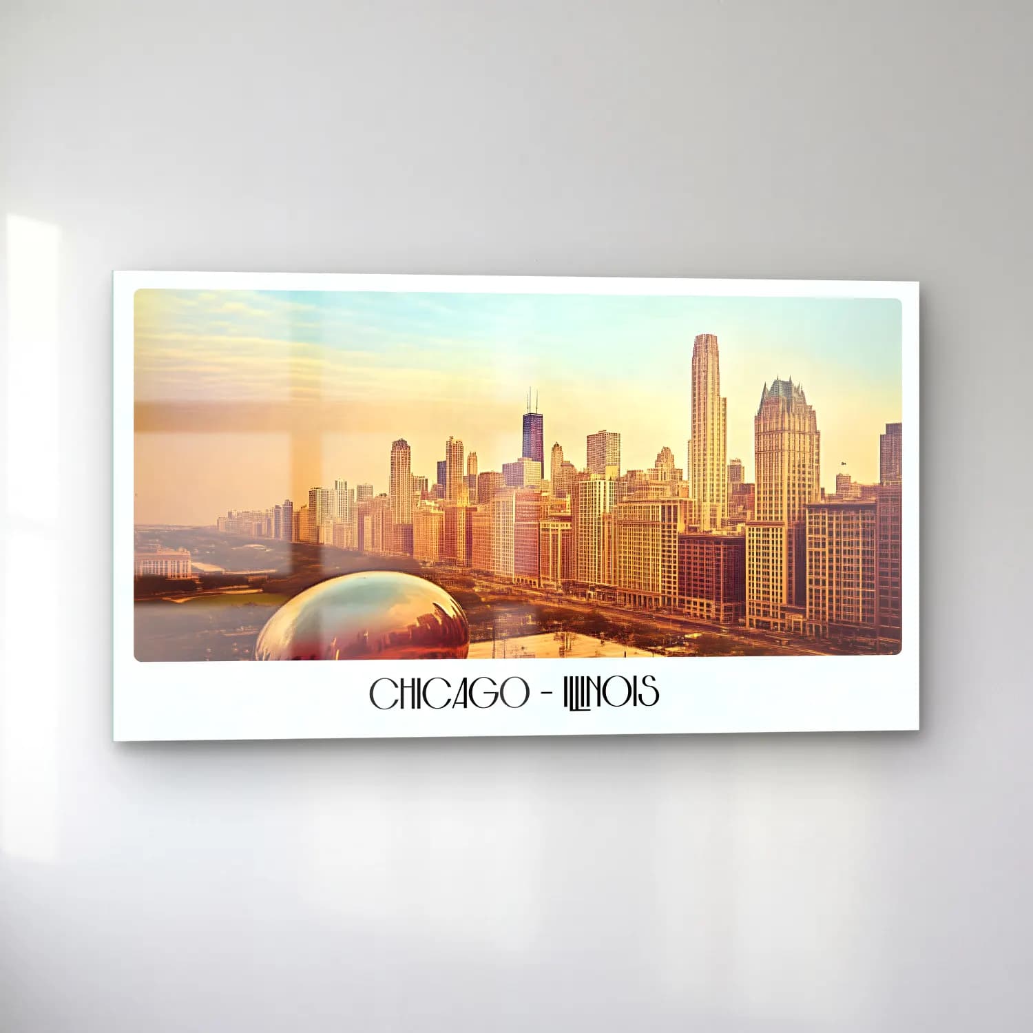Vintage Poster New York Silüeti No. 5 cam tablo — sol açıdan görünüm