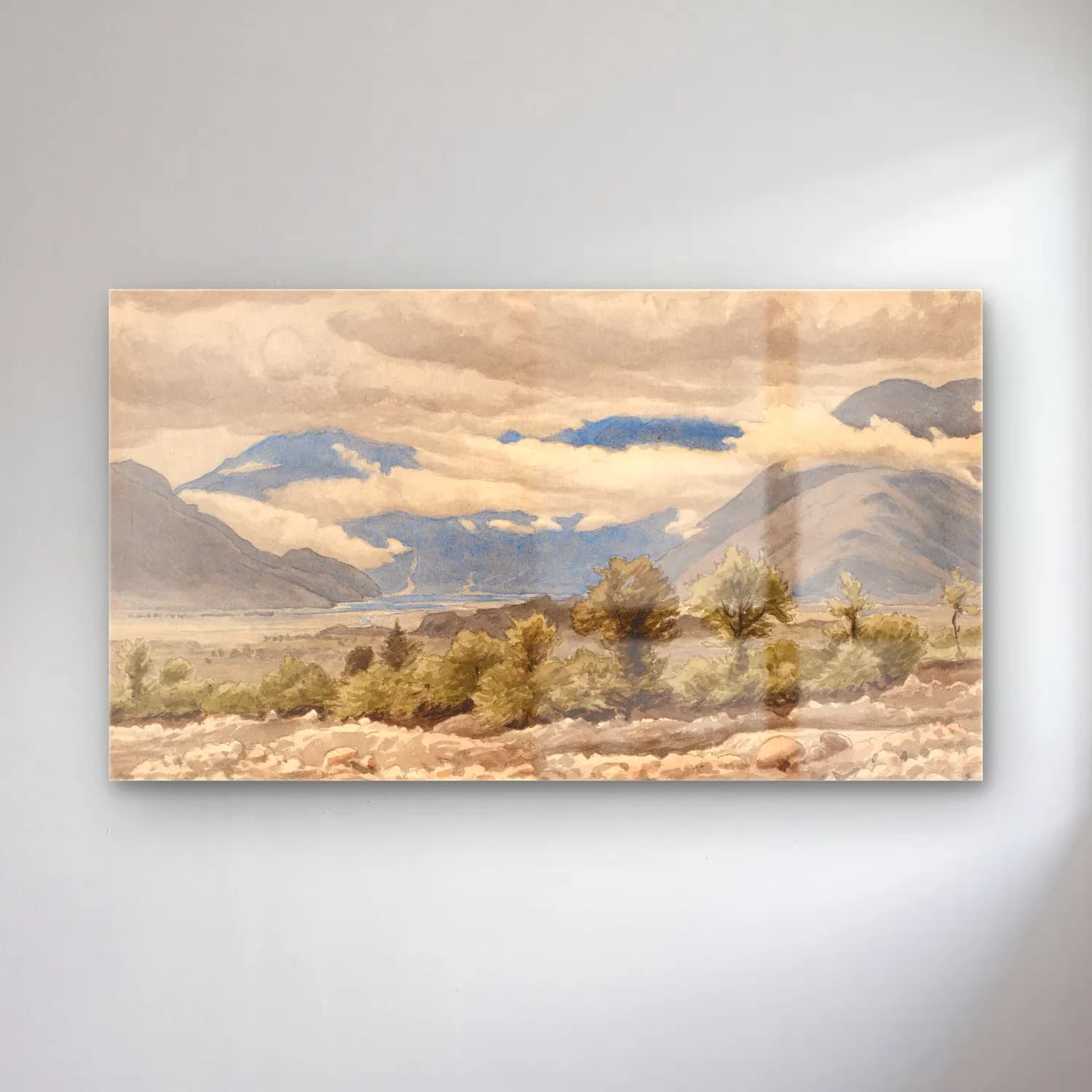 P.C. Skovgaard – Italian mountain landscape in cloudy weather cam tablo — P.C. Skovgaard – Italian mountain landscape in cloudy weather — suluboya dağ manzarası