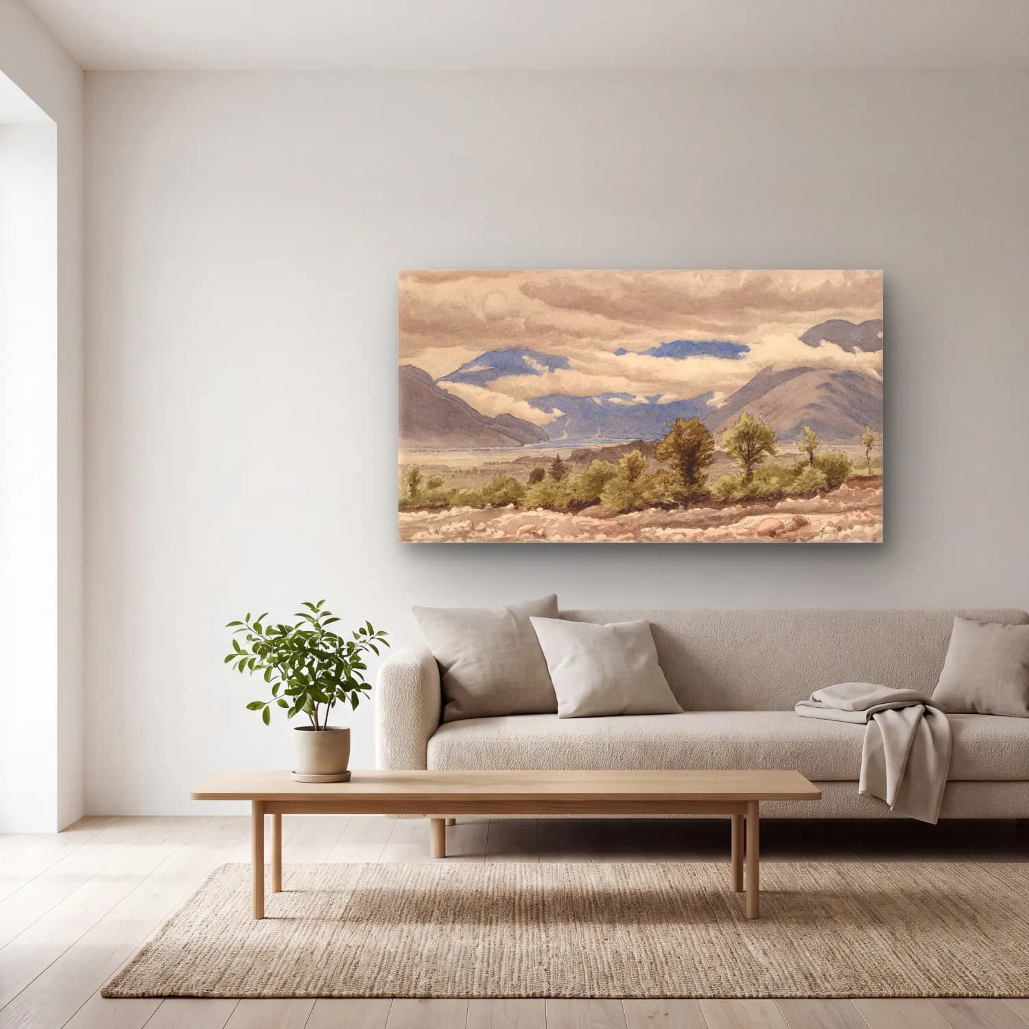 P.C. Skovgaard – Italian mountain landscape in cloudy weather cam tablo — açık renk salonda
