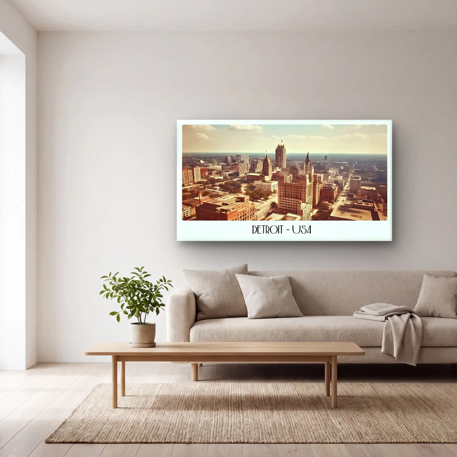 Retro New York Silüeti – Turkuaz Tonlar cam tablo — açık renk salonda