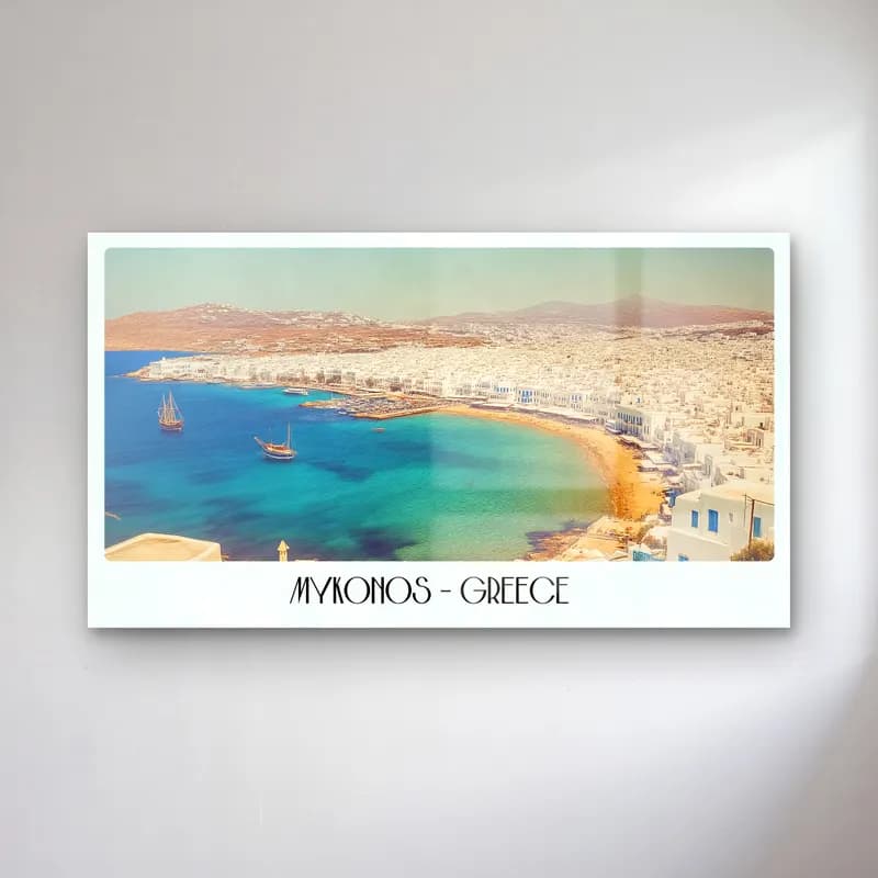 Vintage Poster Yunan Adası – Sarı Tonlar cam tablo — Vintage Poster Yunan Adası – Sarı Tonlar — vintage poster yunan adası