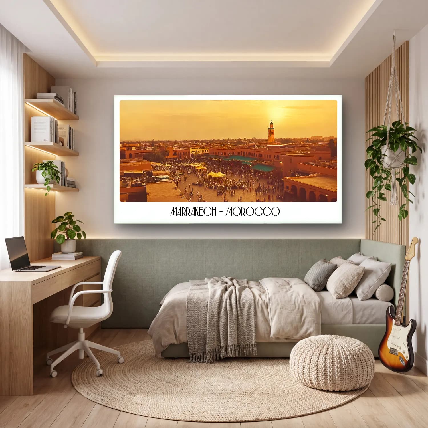 Vintage Poster Akdeniz Sahil Kasabası No. 8 cam tablo — genç odasında