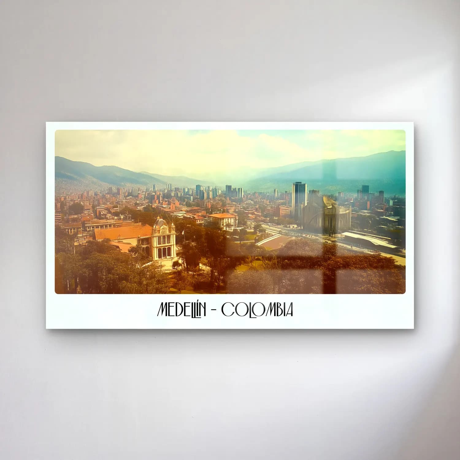 Pastel Akdeniz Sahil Kasabası No. 5 cam tablo — Pastel Akdeniz Sahil Kasabası No. 5 — pastel akdeniz sahil kasabası
