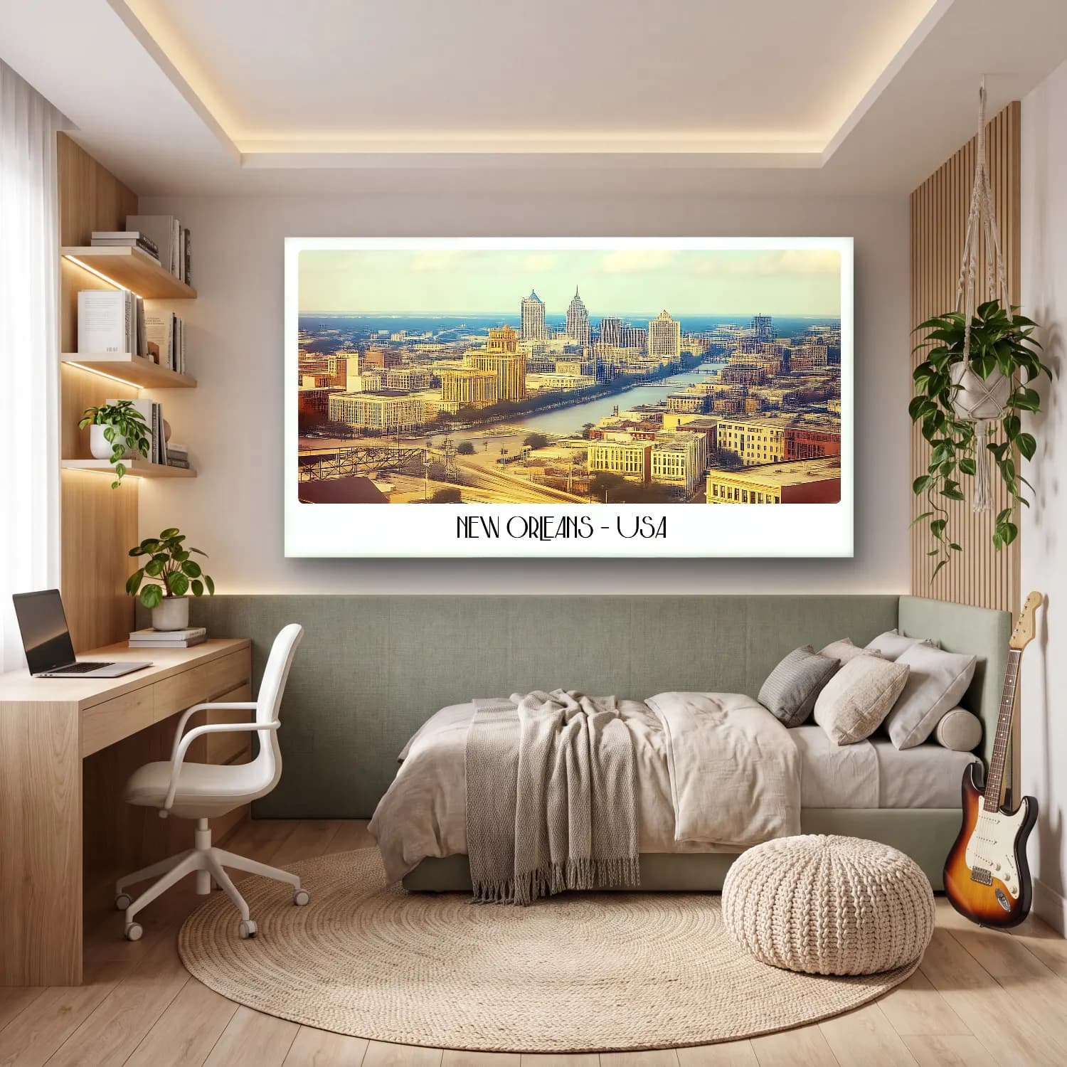 Vintage Poster New York Silüeti No. 7 cam tablo — genç odasında