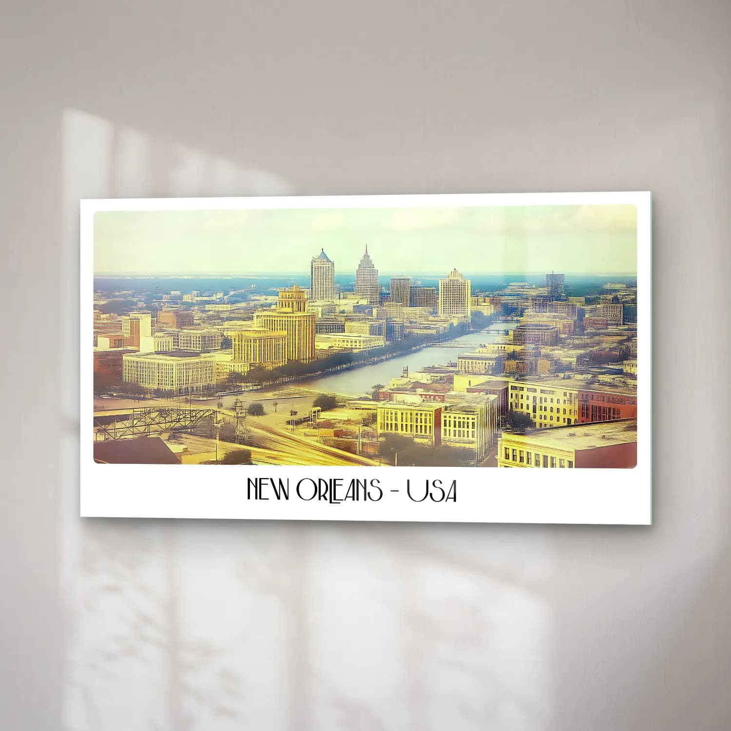 Vintage Poster New York Silüeti No. 7 cam tablo — sağ açıdan görünüm