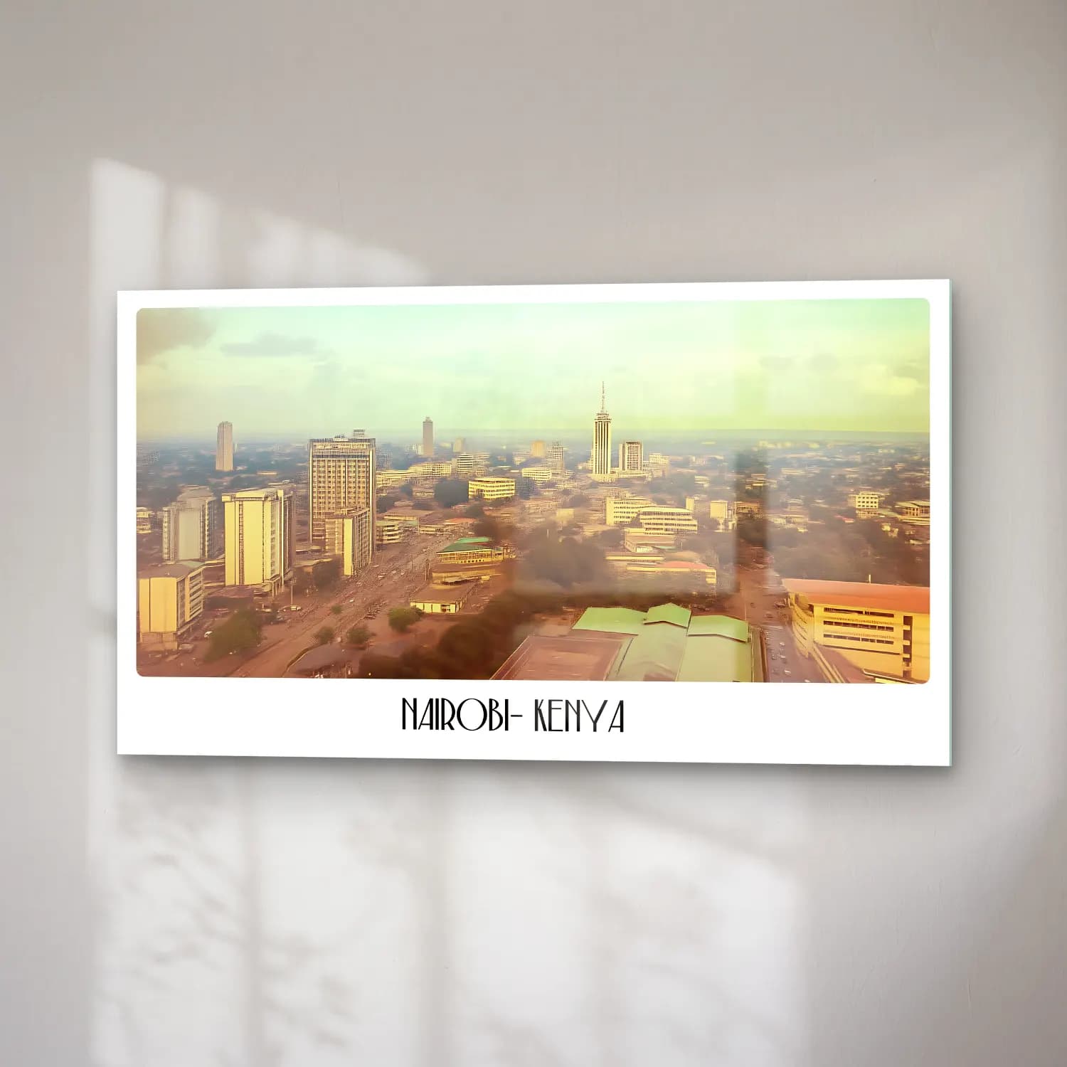 Pastel Japon Şehri No. 5 cam tablo — sağ açıdan görünüm