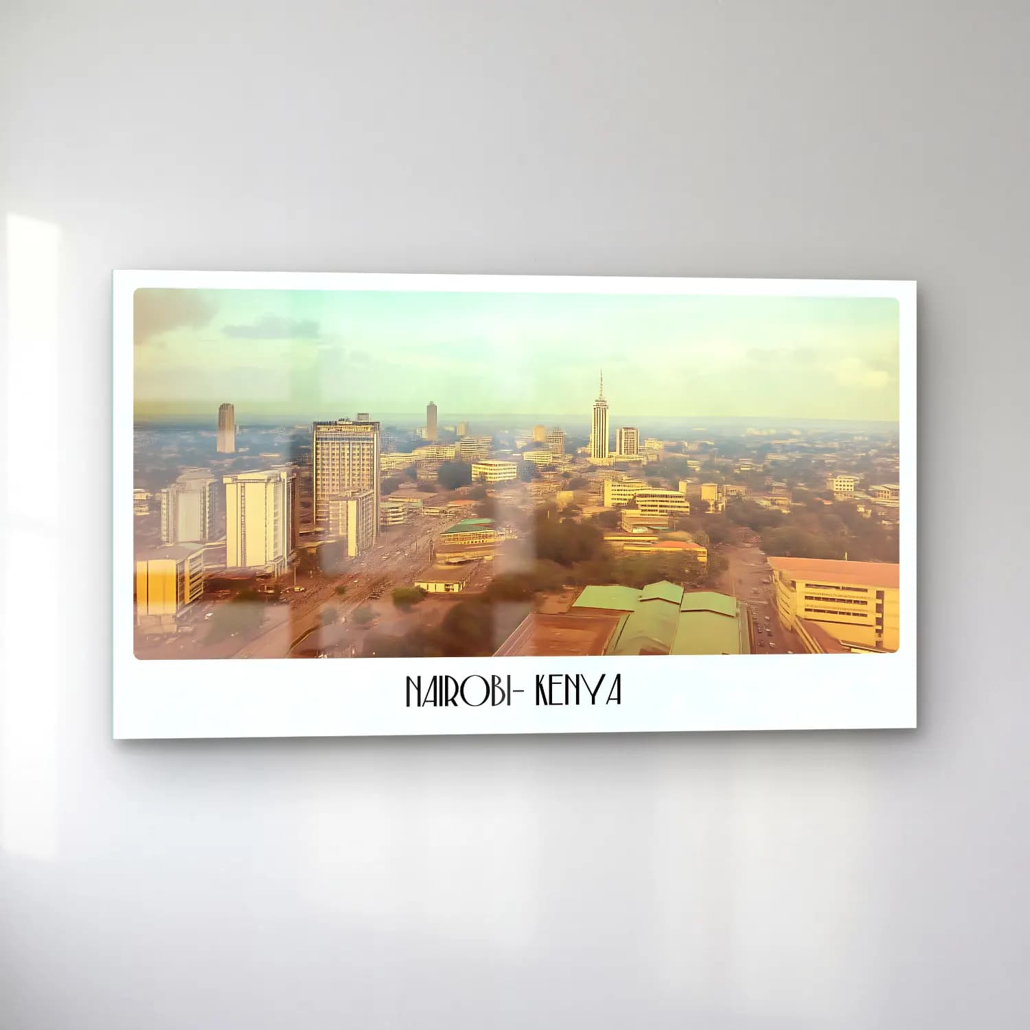 Pastel Japon Şehri No. 5 cam tablo — sol açıdan görünüm