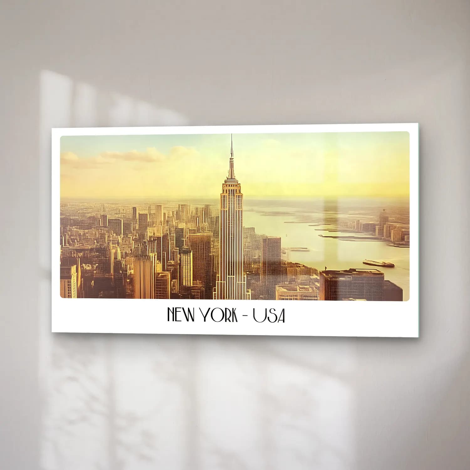 Vintage Poster New York Silüeti No. 8 cam tablo — sağ açıdan görünüm