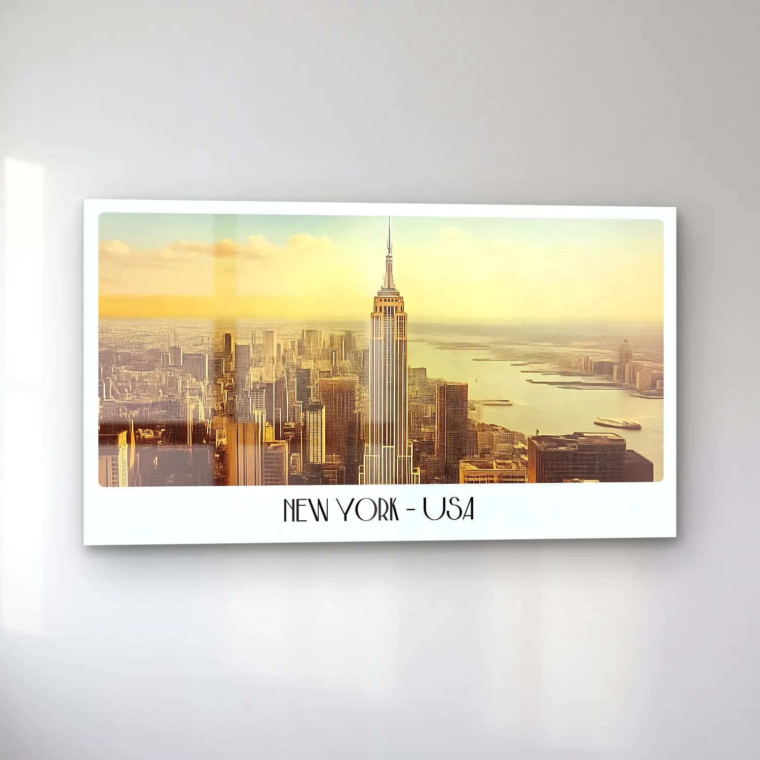 Vintage Poster New York Silüeti No. 8 cam tablo — sol açıdan görünüm