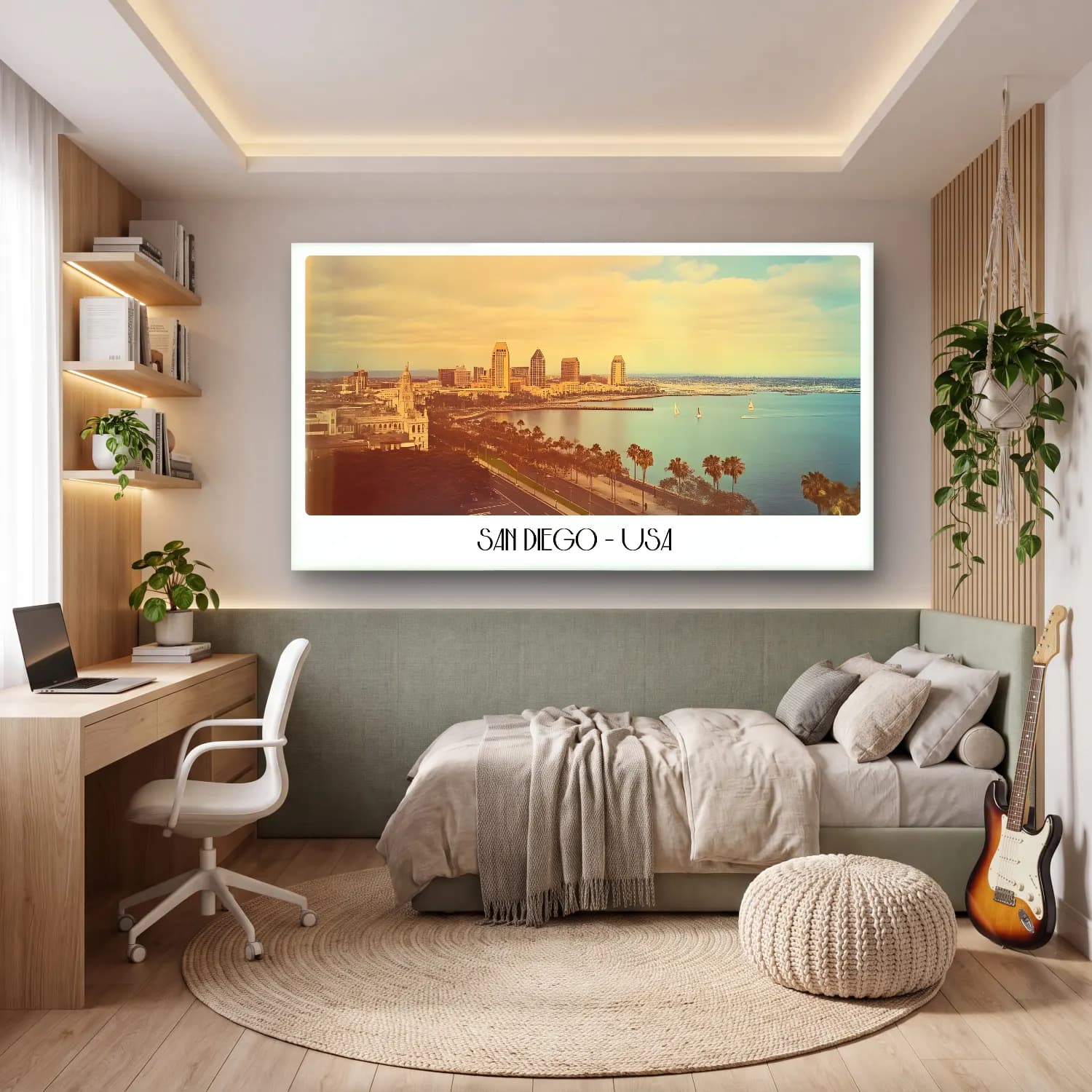 Pastel Liman ve Tekneler No. 5 cam tablo — genç odasında