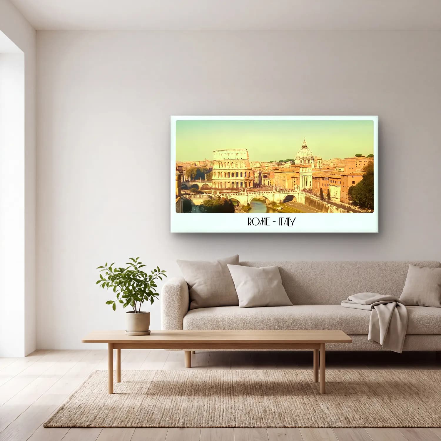 Pastel Roma – Pastel Tonlar cam tablo — açık renk salonda