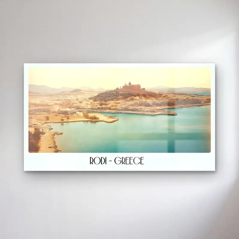 Pastel Yunan Adası cam tablo — Pastel Yunan Adası — pastel yunan adası