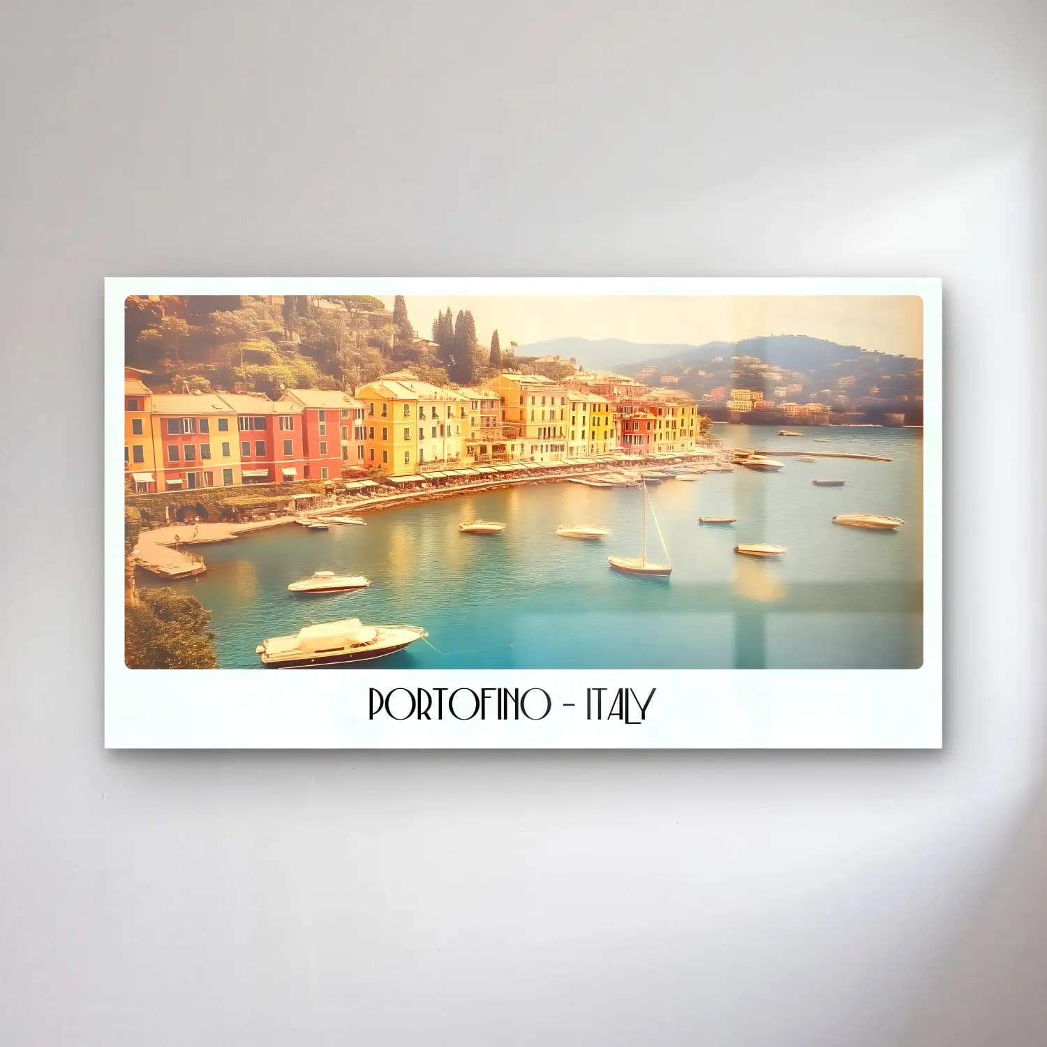 Pastel Akdeniz Sahil Kasabası No. 8 cam tablo — Pastel Akdeniz Sahil Kasabası No. 8 — pastel akdeniz sahil kasabası