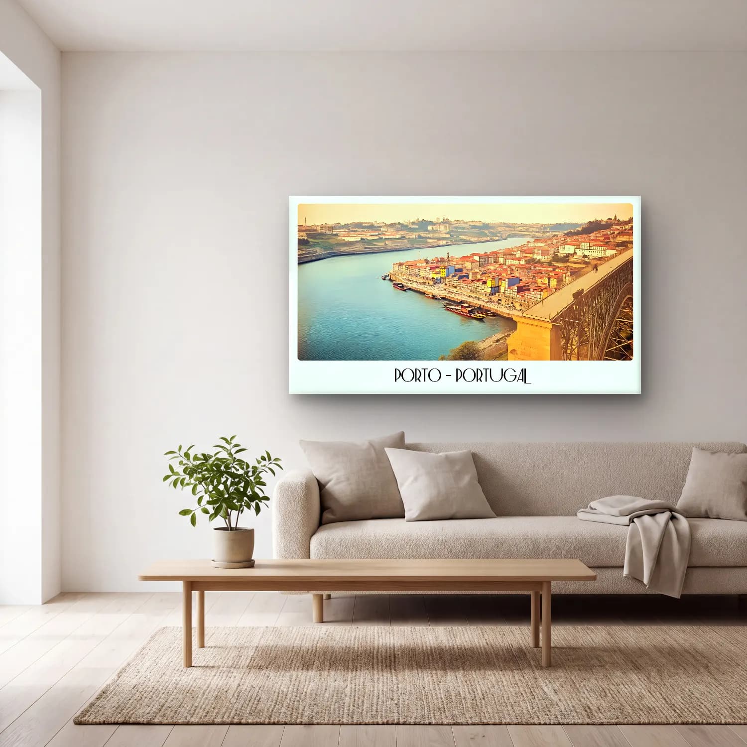 Pastel Liman ve Tekneler – Sarı Tonlar cam tablo — açık renk salonda