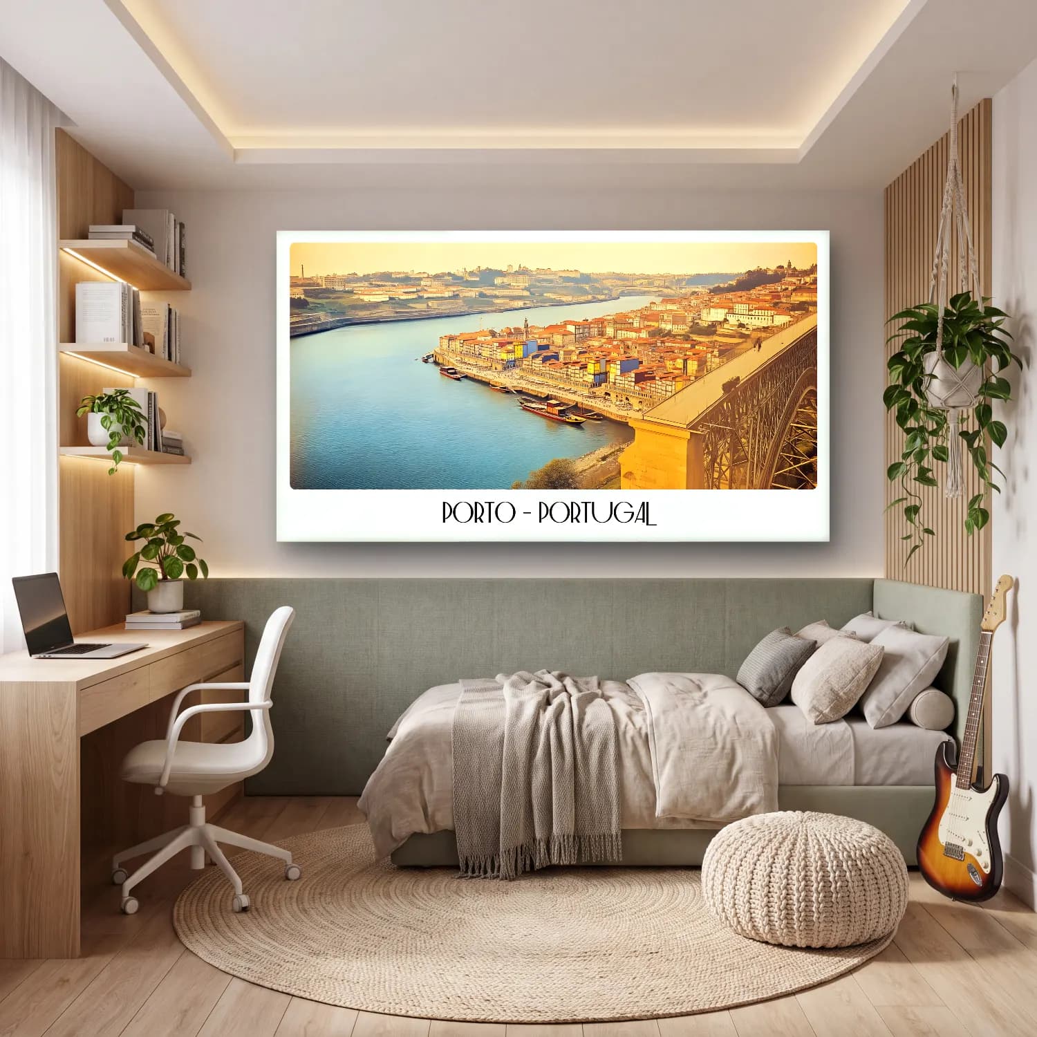Pastel Liman ve Tekneler – Sarı Tonlar cam tablo — genç odasında