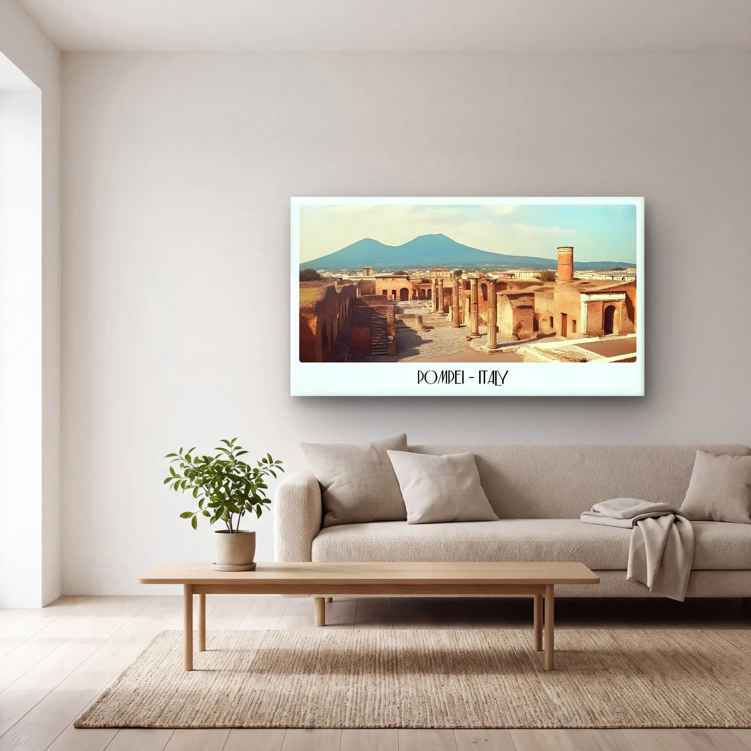 Pastel Roma – Bej Tonlar cam tablo — açık renk salonda