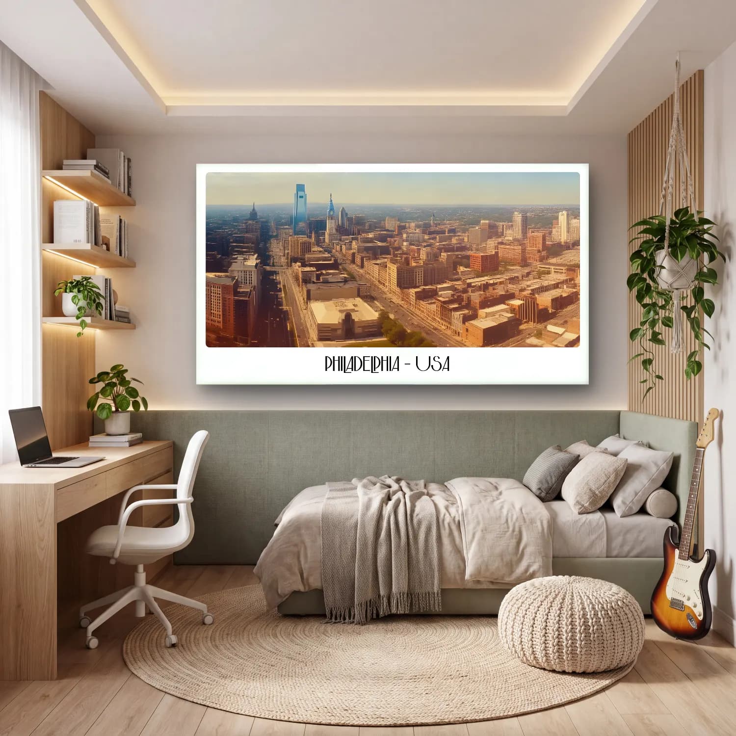 Vintage Poster New York Silüeti No. 9 cam tablo — genç odasında