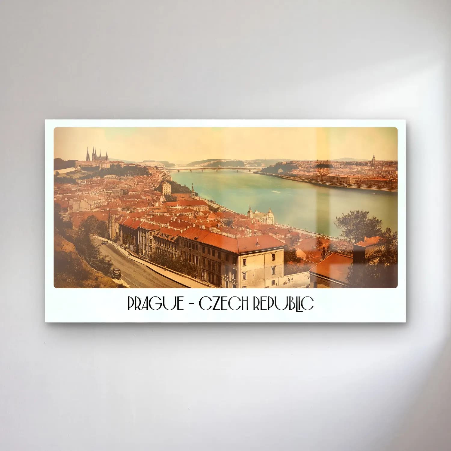 Vintage Poster Köprü – Bej Tonlar cam tablo — Vintage Poster Köprü – Bej Tonlar — vintage poster köprü