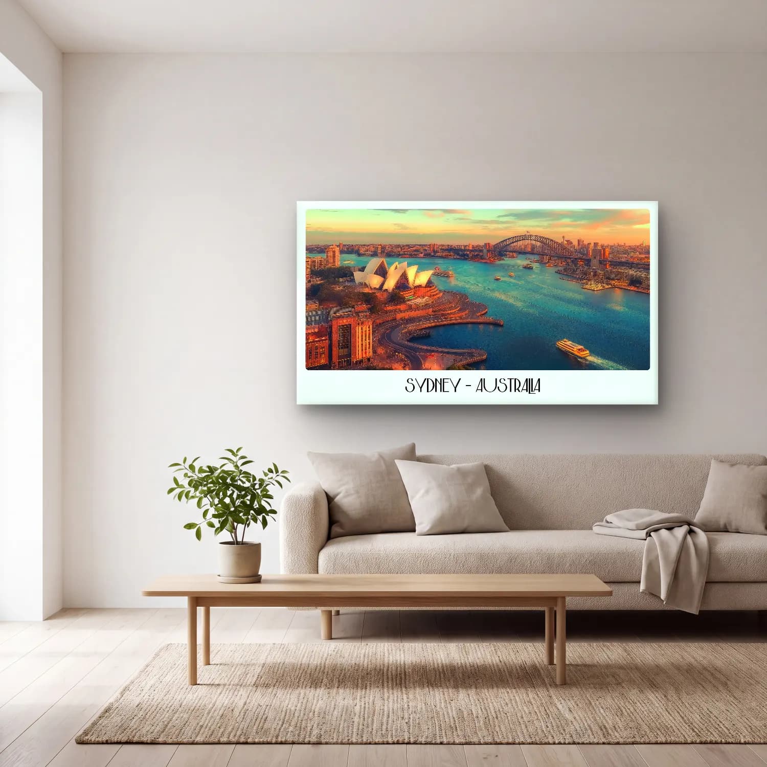 Pastel Liman ve Tekneler – Pastel Tonlar cam tablo — açık renk salonda