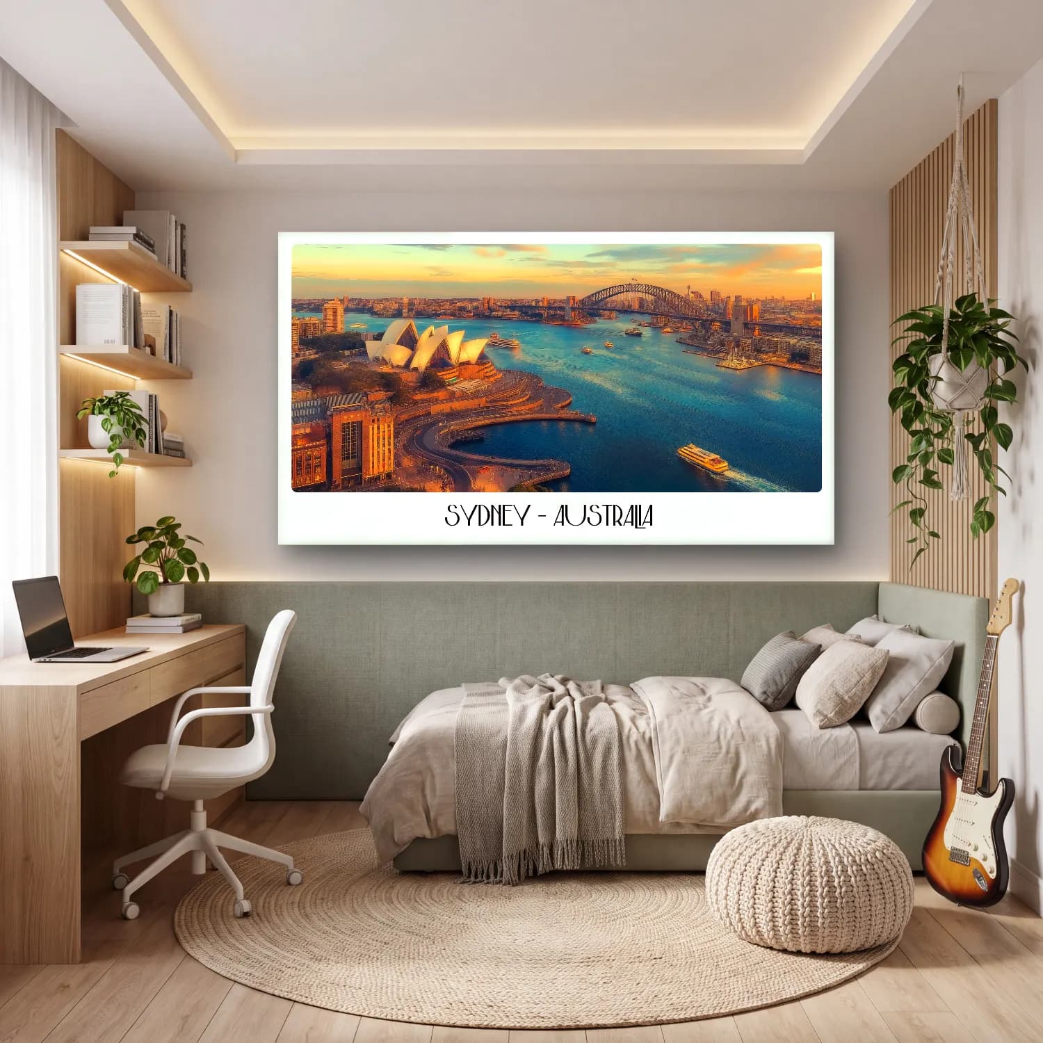 Pastel Liman ve Tekneler – Pastel Tonlar cam tablo — genç odasında