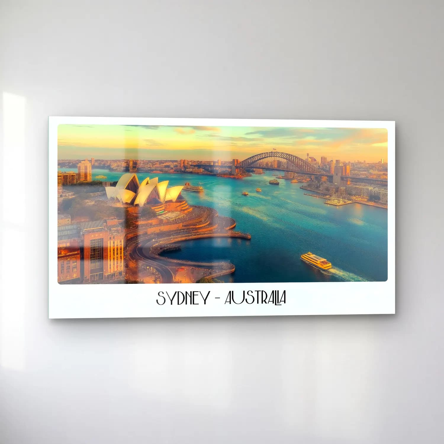 Pastel Liman ve Tekneler – Pastel Tonlar cam tablo — sol açıdan görünüm