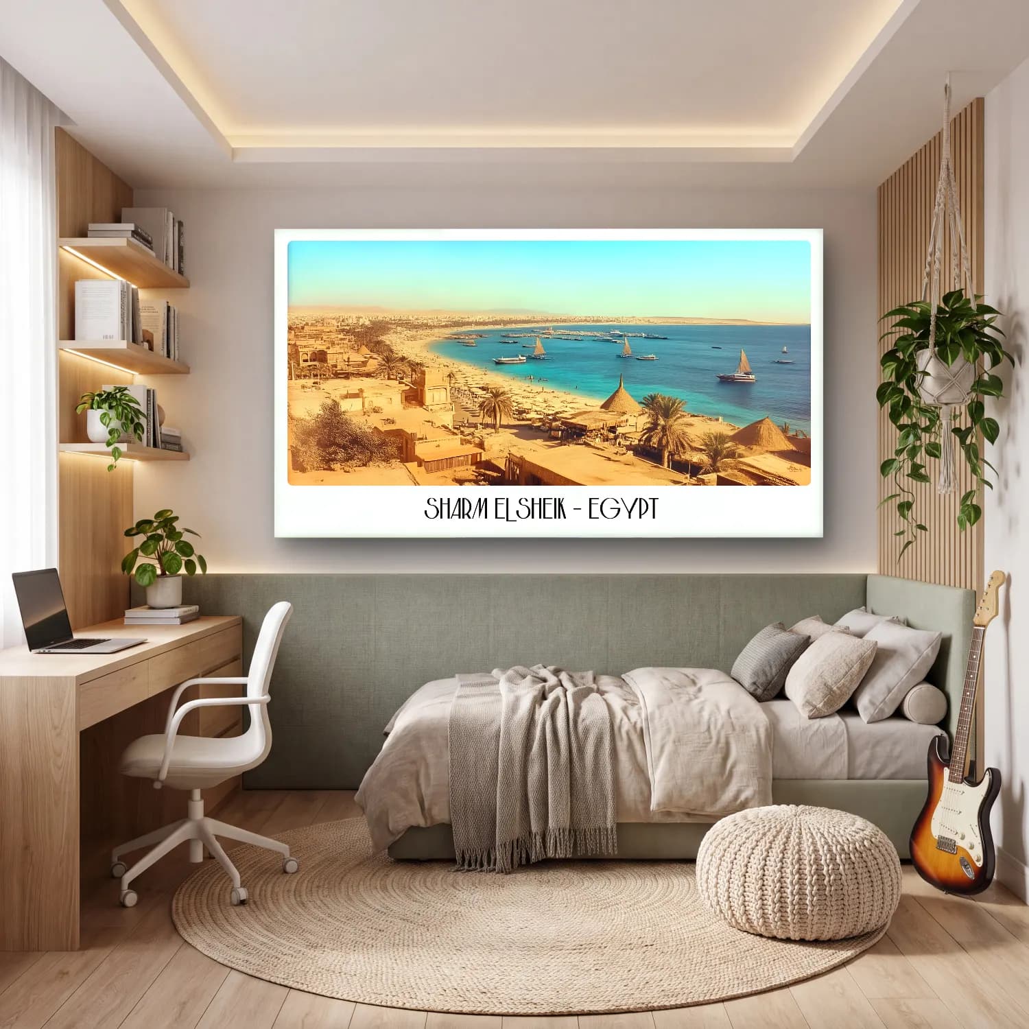 Pastel Mısır Piramitleri – Bej Tonlar cam tablo — genç odasında