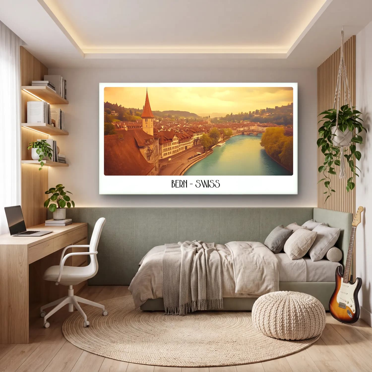 Vintage Poster Göl ve Dağlar No. 3 cam tablo — genç odasında