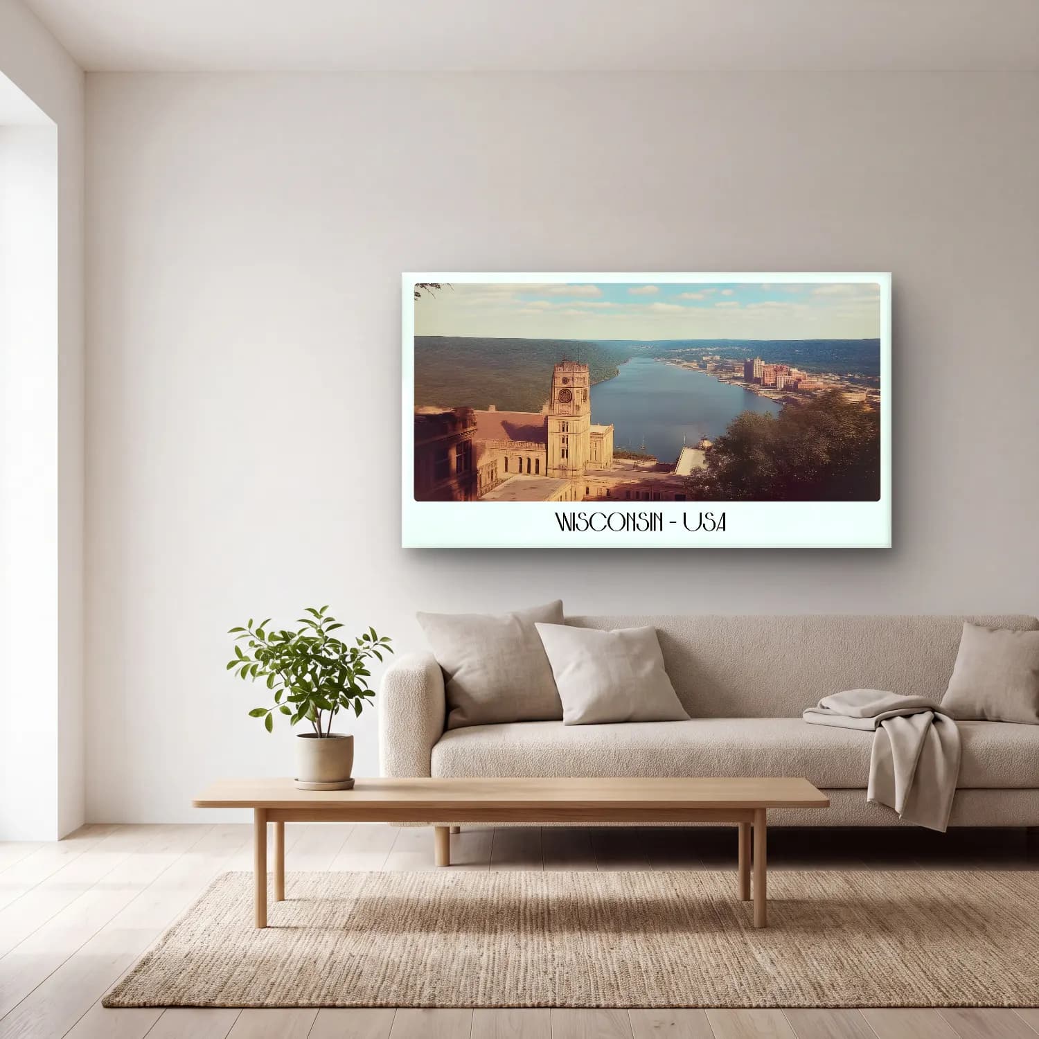 Pastel Katedral No. 8 cam tablo — açık renk salonda