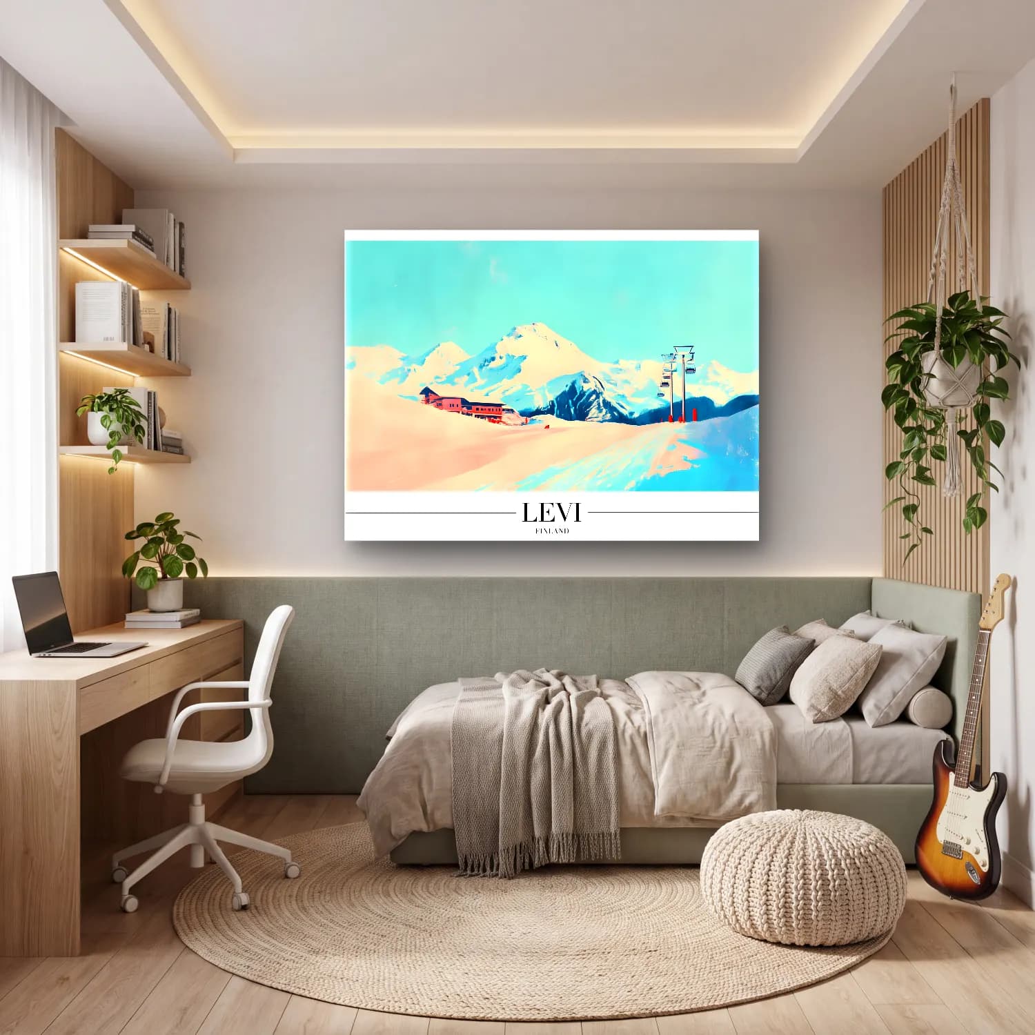 Pastel Kayak cam tablo — genç odasında