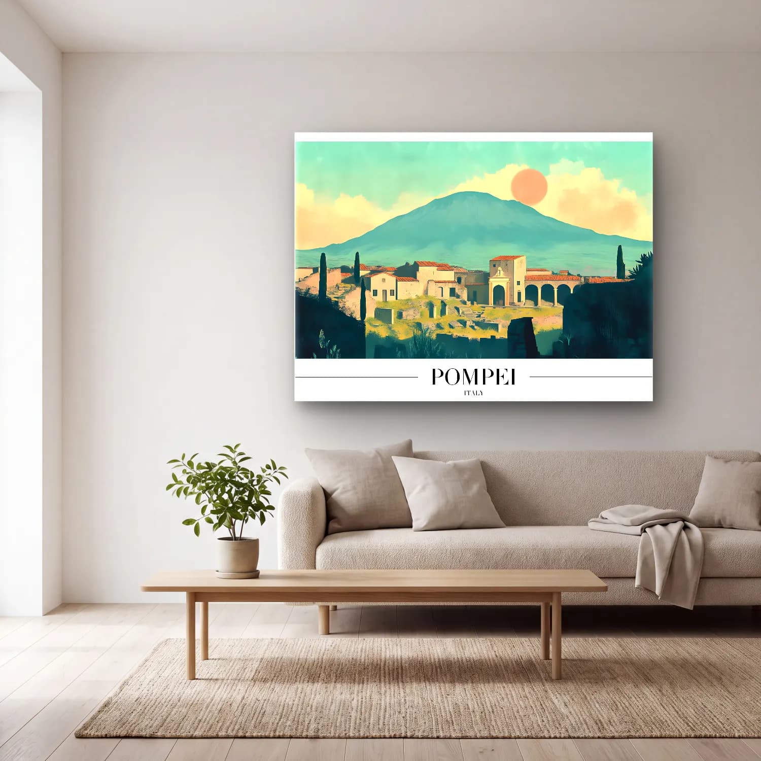 Pastel Roma No. 7 cam tablo — açık renk salonda