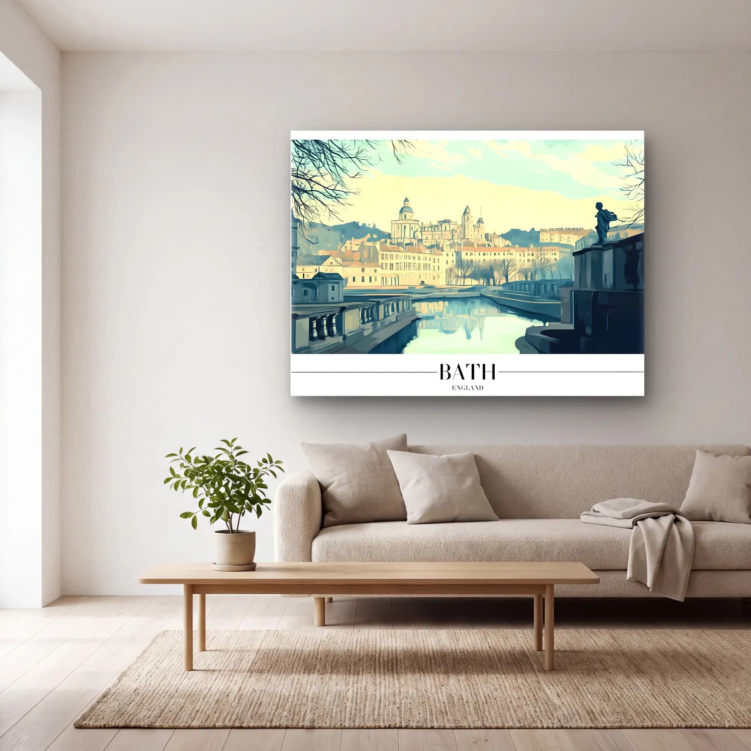 Pastel Londra No. 7 cam tablo — açık renk salonda