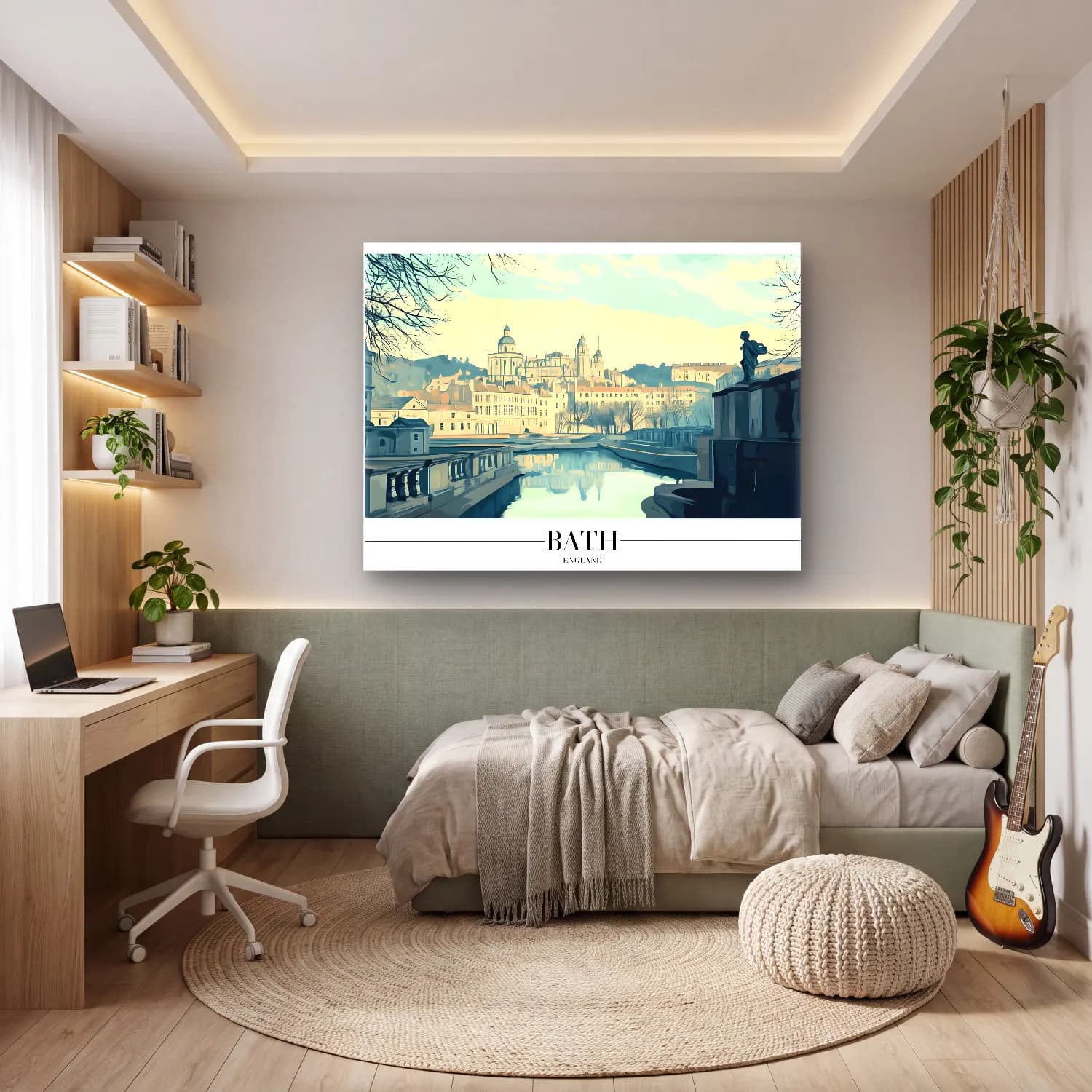 Pastel Londra No. 7 cam tablo — genç odasında