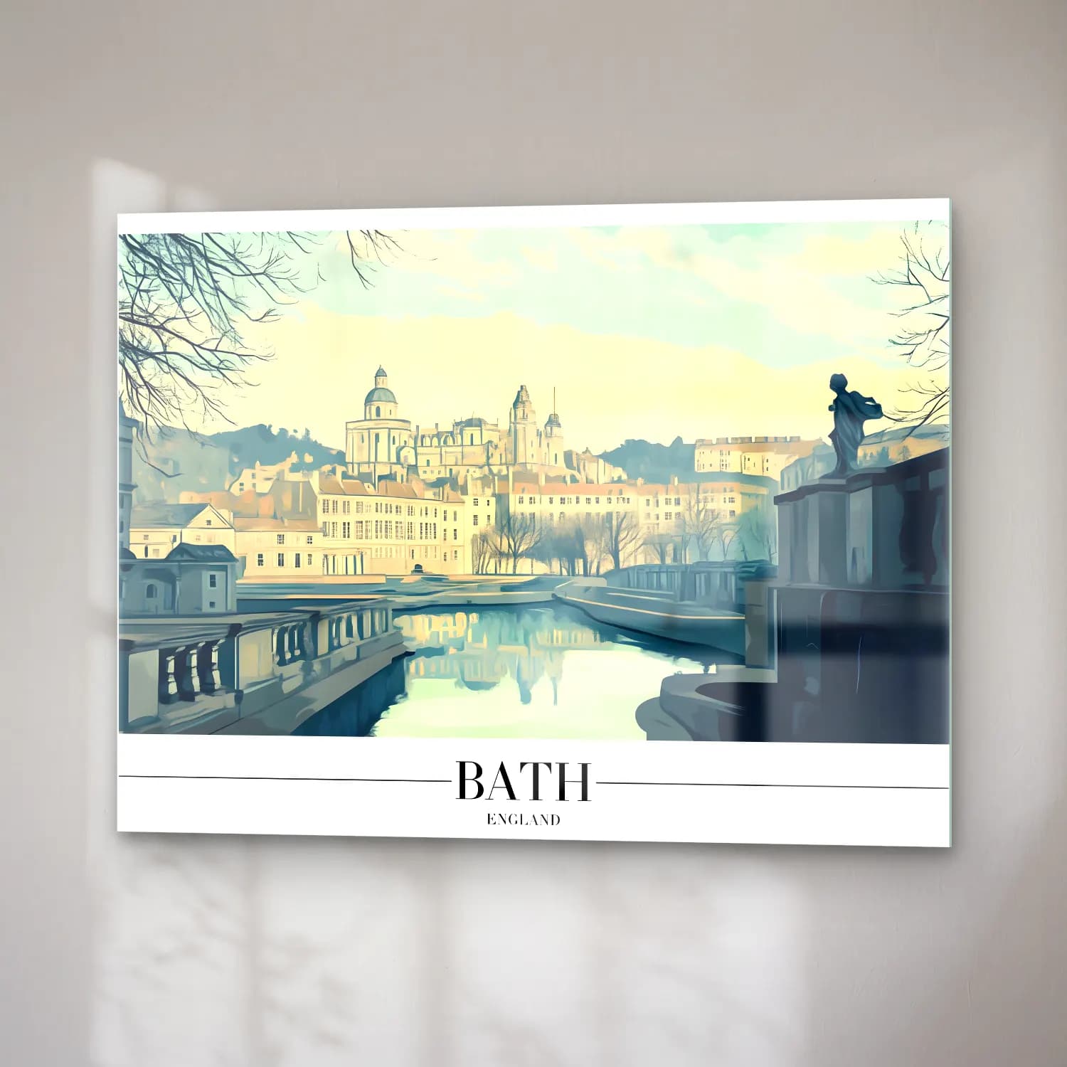 Pastel Londra No. 7 cam tablo — sağ açıdan görünüm