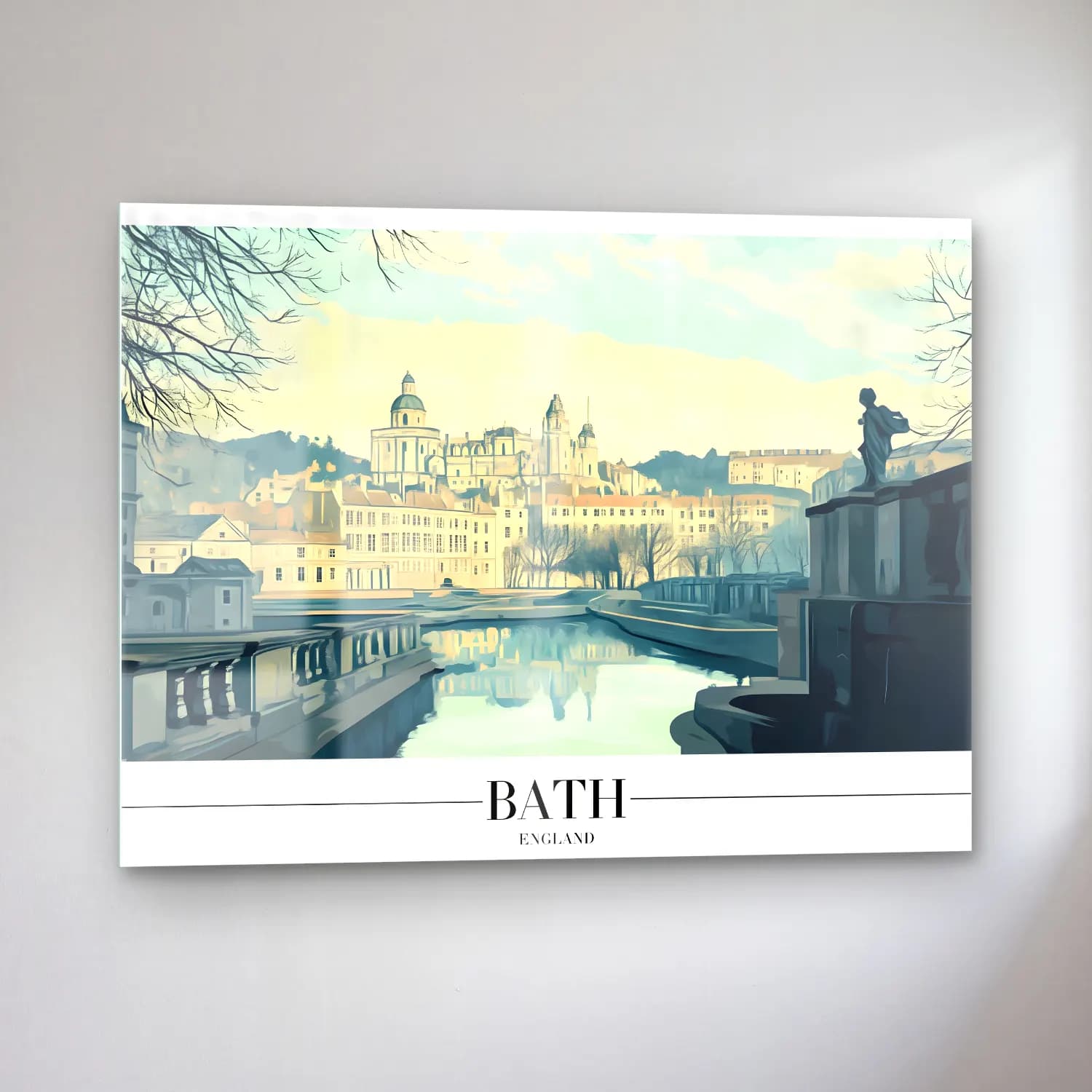 Pastel Londra No. 7 cam tablo — sol açıdan görünüm