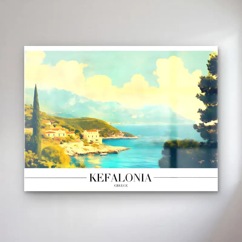 Pastel Akdeniz Sahil Kasabası No. 20 cam tablo — Pastel Akdeniz Sahil Kasabası No. 20 — pastel akdeniz sahil kasabası
