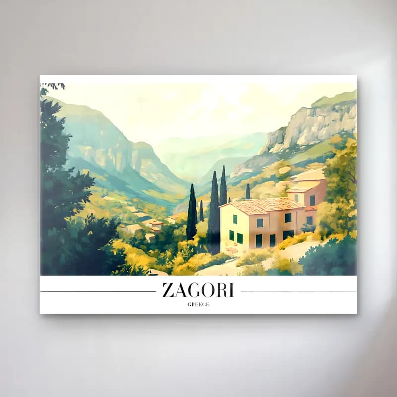 Pastel Akdeniz Sahil Kasabası No. 21 cam tablo — Pastel Akdeniz Sahil Kasabası No. 21 — pastel akdeniz sahil kasabası