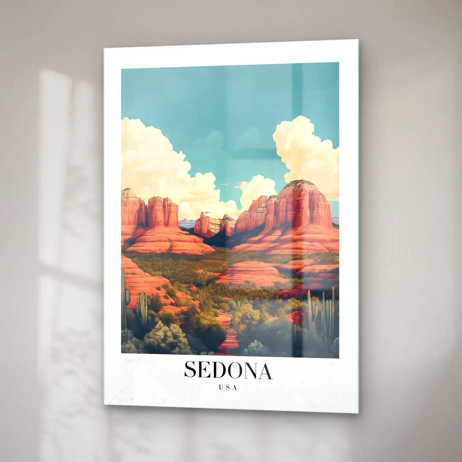 Pastel Dağ Manzarası No. 17 cam tablo — sağ açıdan görünüm