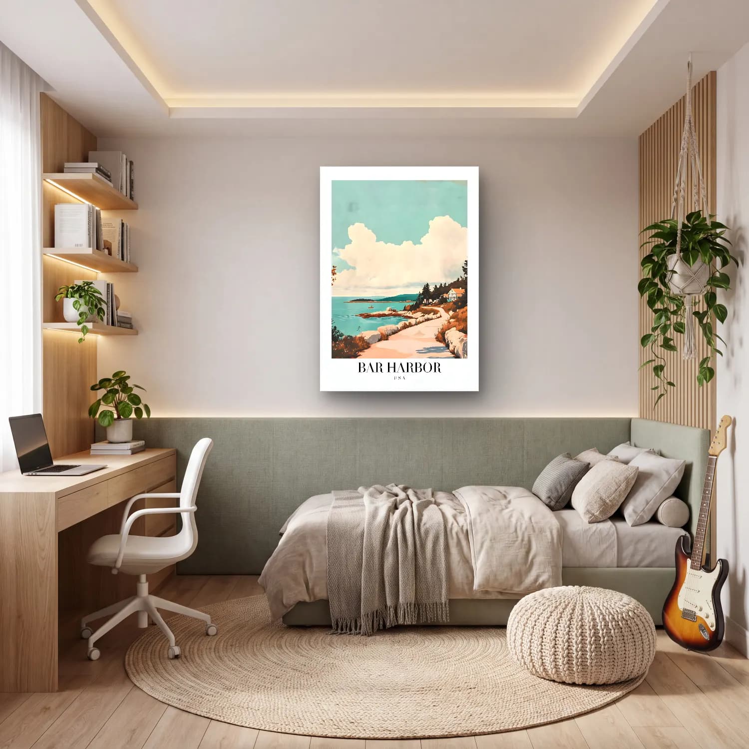 Pastel Köy Sokağı No. 10 cam tablo — genç odasında
